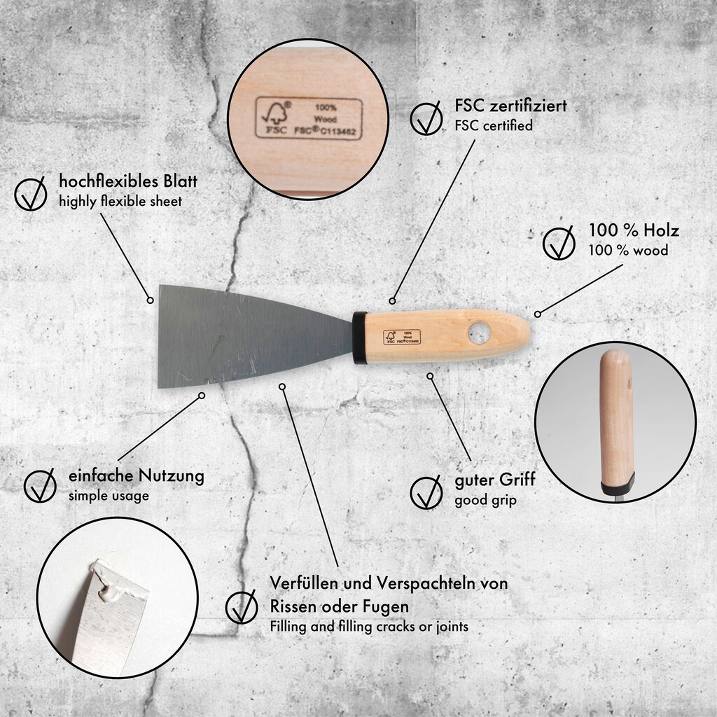 A.S. Création Malerspachtel »Spachtel Malerspachtel«, Edelstahl, Holzgriff, 6 cm breit