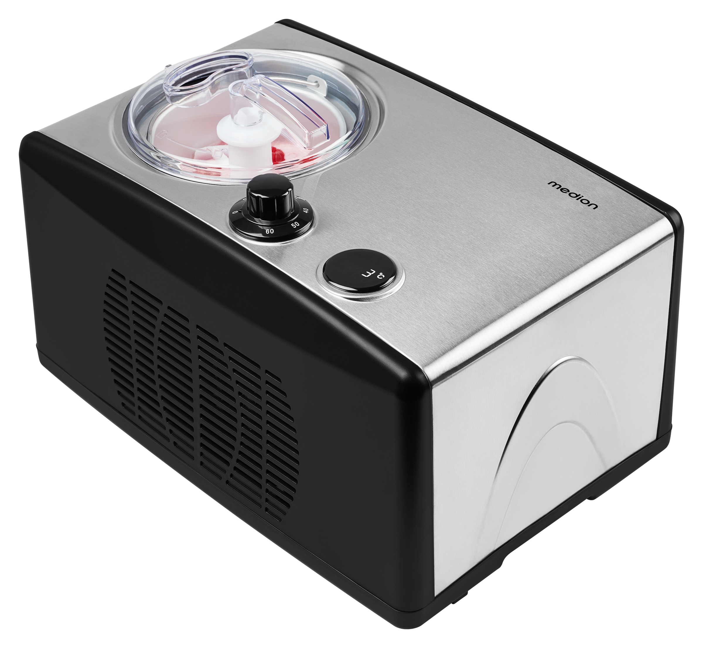 Medion® Eismaschine »MD 18387, 1,5 L Kapazität (800 ml Füllmenge), integrierter Kompressor«, 1,5 l, 150 W, geeignet für die Zubereitung von Eiscreme, Frozen Yoghurt & Sorbet