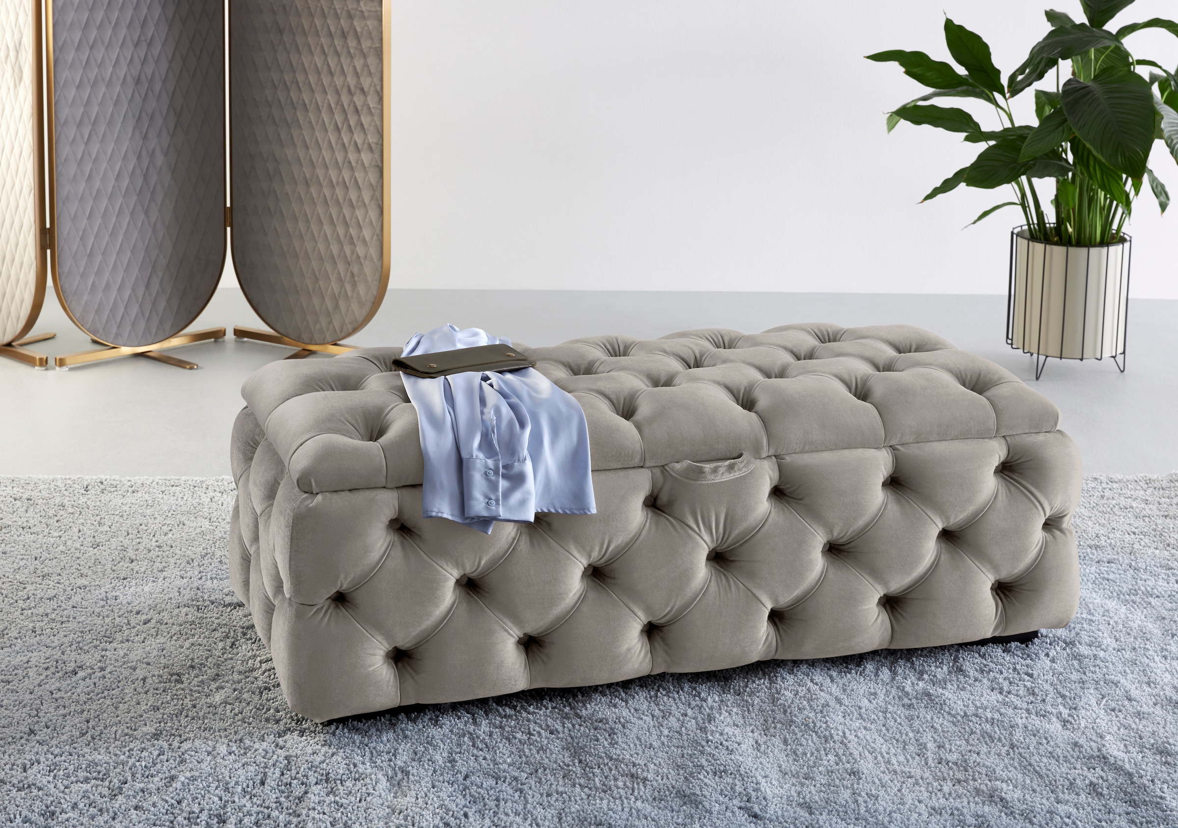 Home affaire Polsterhocker "KALINA, hochwertige Knopfheftung, B/T/H: 120/55 günstig online kaufen