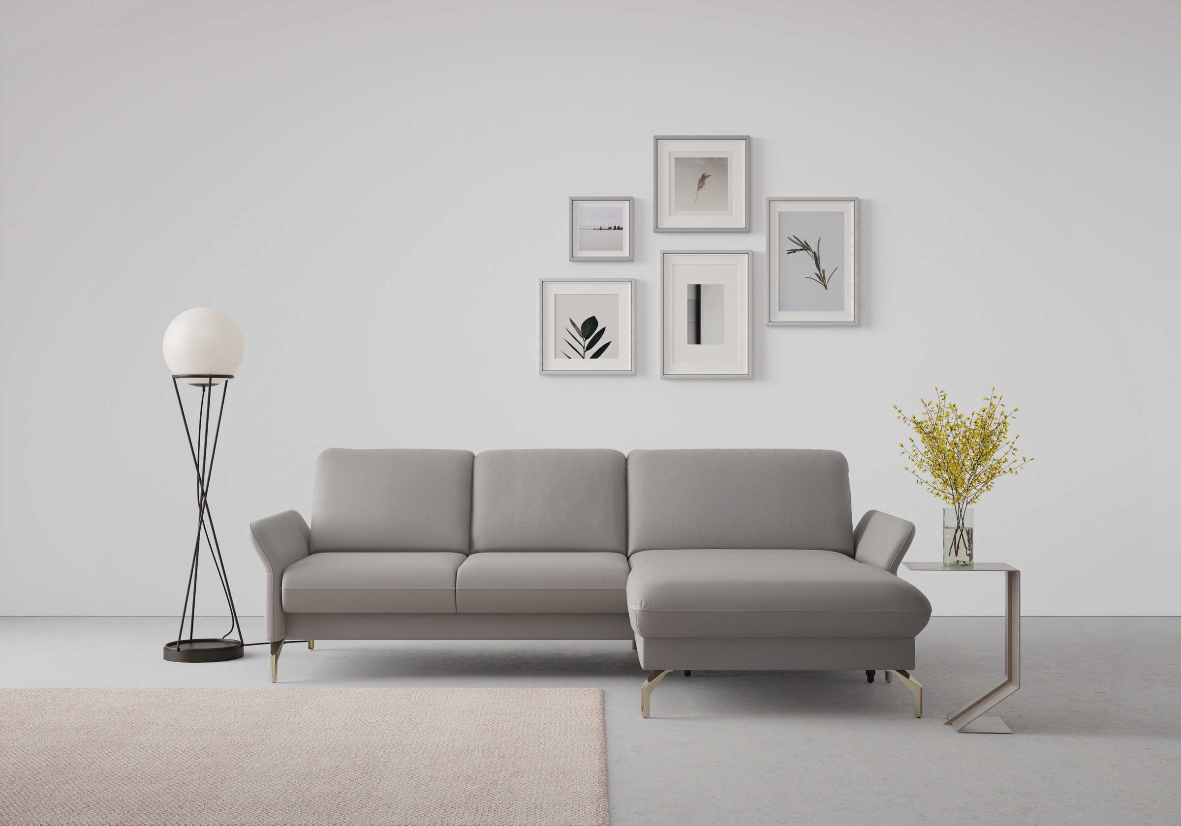 sit&more Ecksofa »Fashion L-Form«, wahlweise mit Kopfteilverstellung, Vorziehsitz, motorisch, Nickelfüße