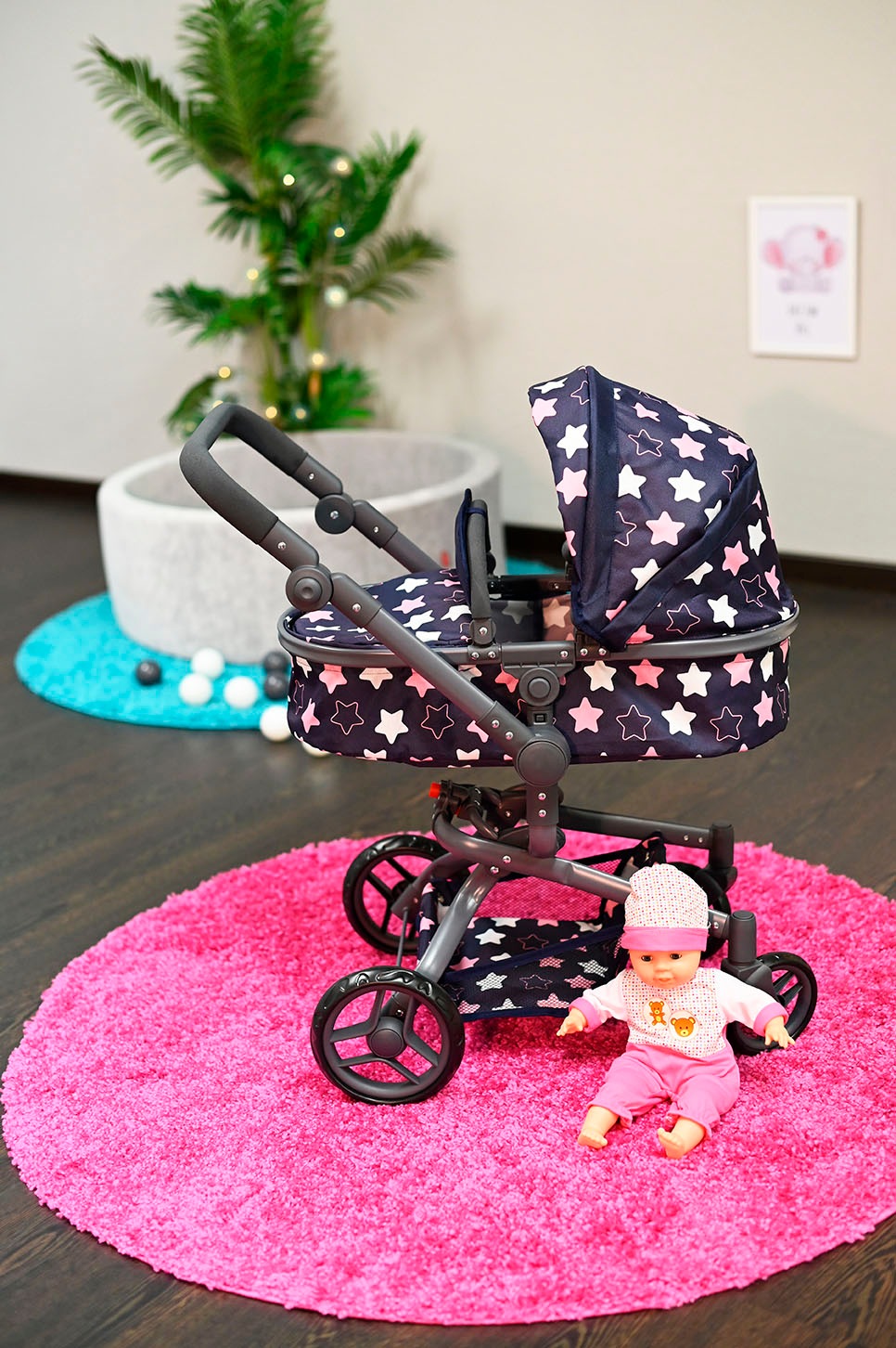Knorrtoys® Kombi-Puppenwagen »Boonk - star blue pink«
