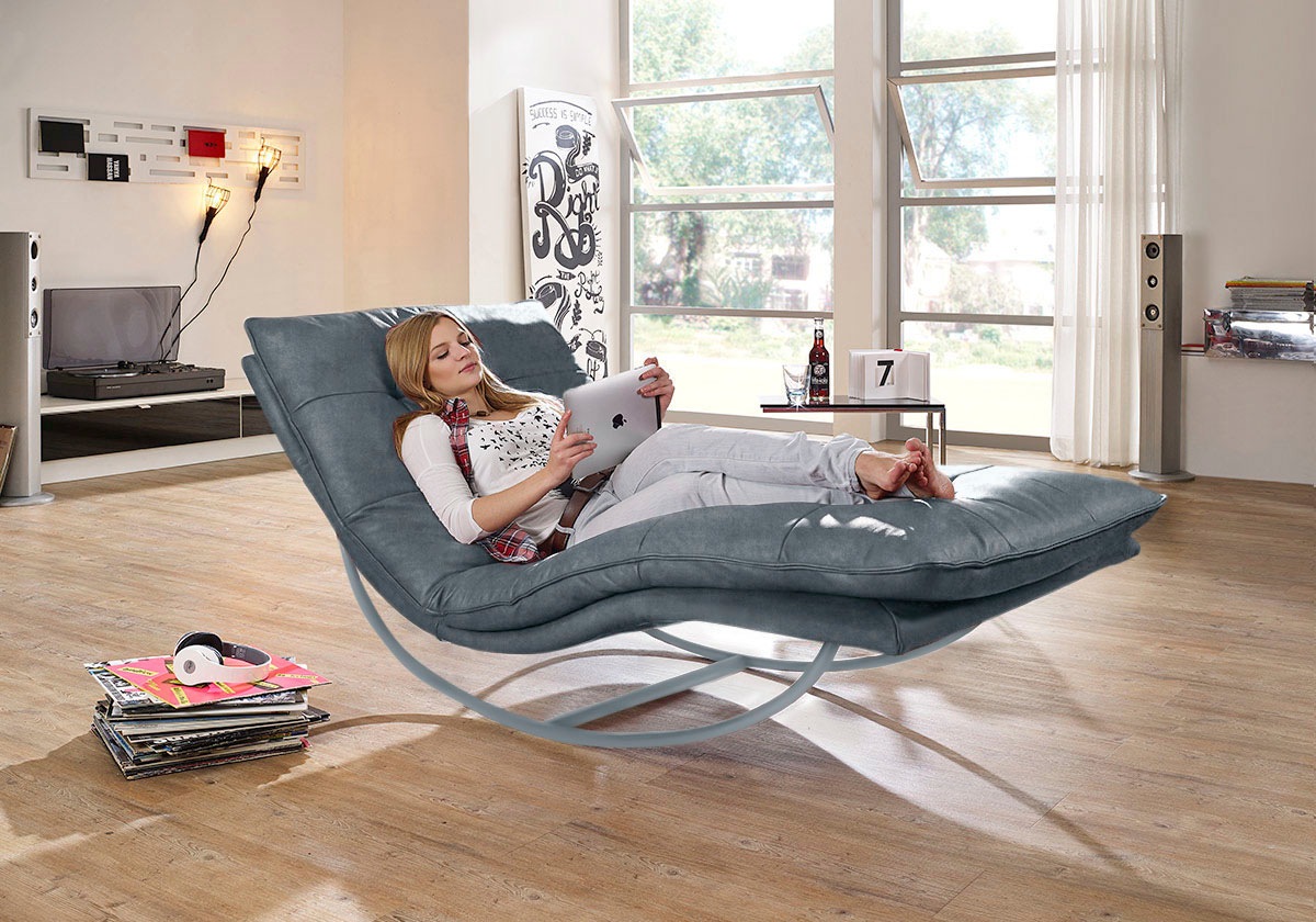 W.SCHILLIG Relaxliege »daily dreams«, in Waffelkissen-Optik, Schaukelgestell silber matt, in 2 Breiten