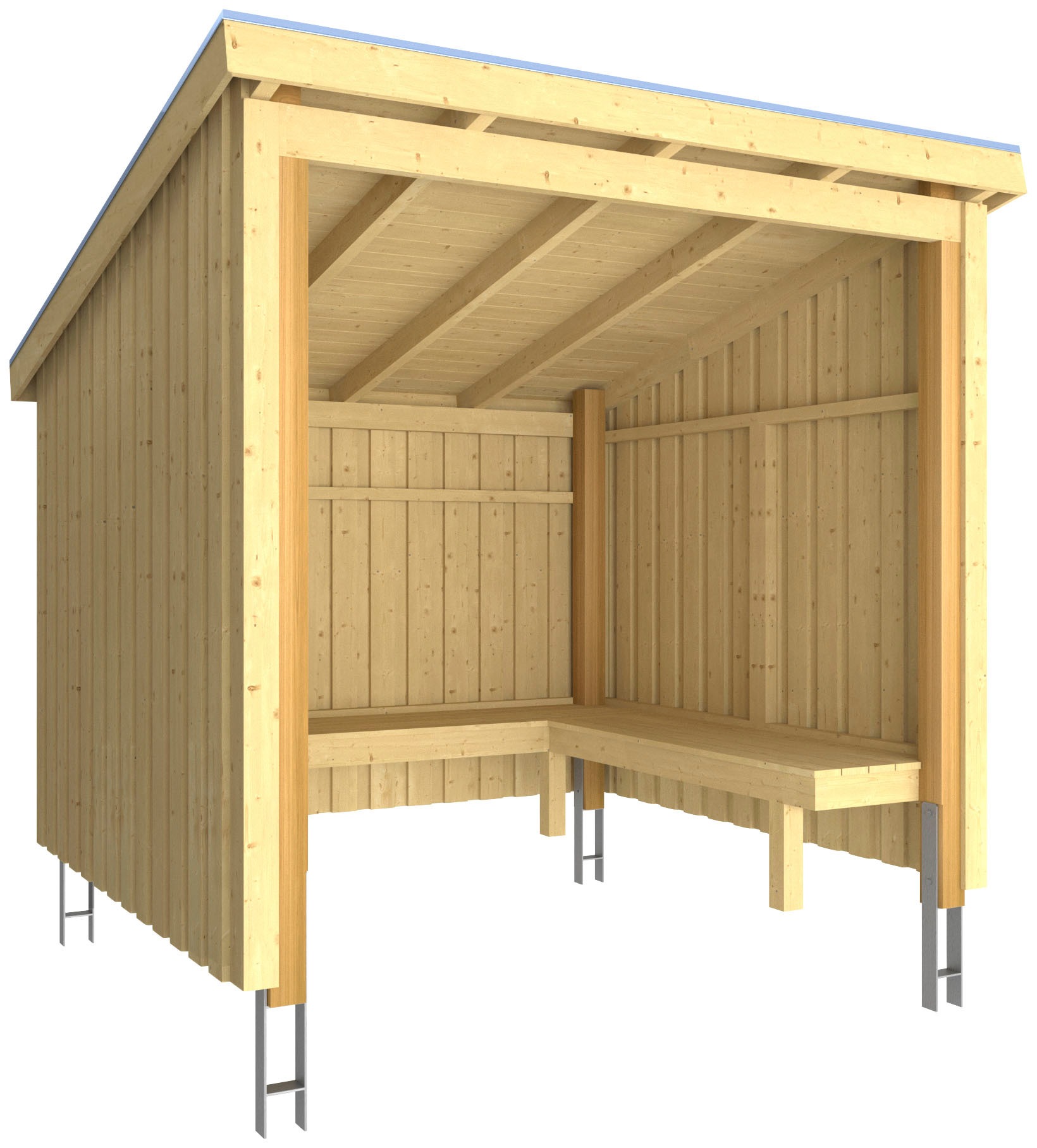 PLUS Gartenhaus »Nordic« Grillhütte - 5 m², inkl. Dachpappe/Aluleisten/H-Füße natur