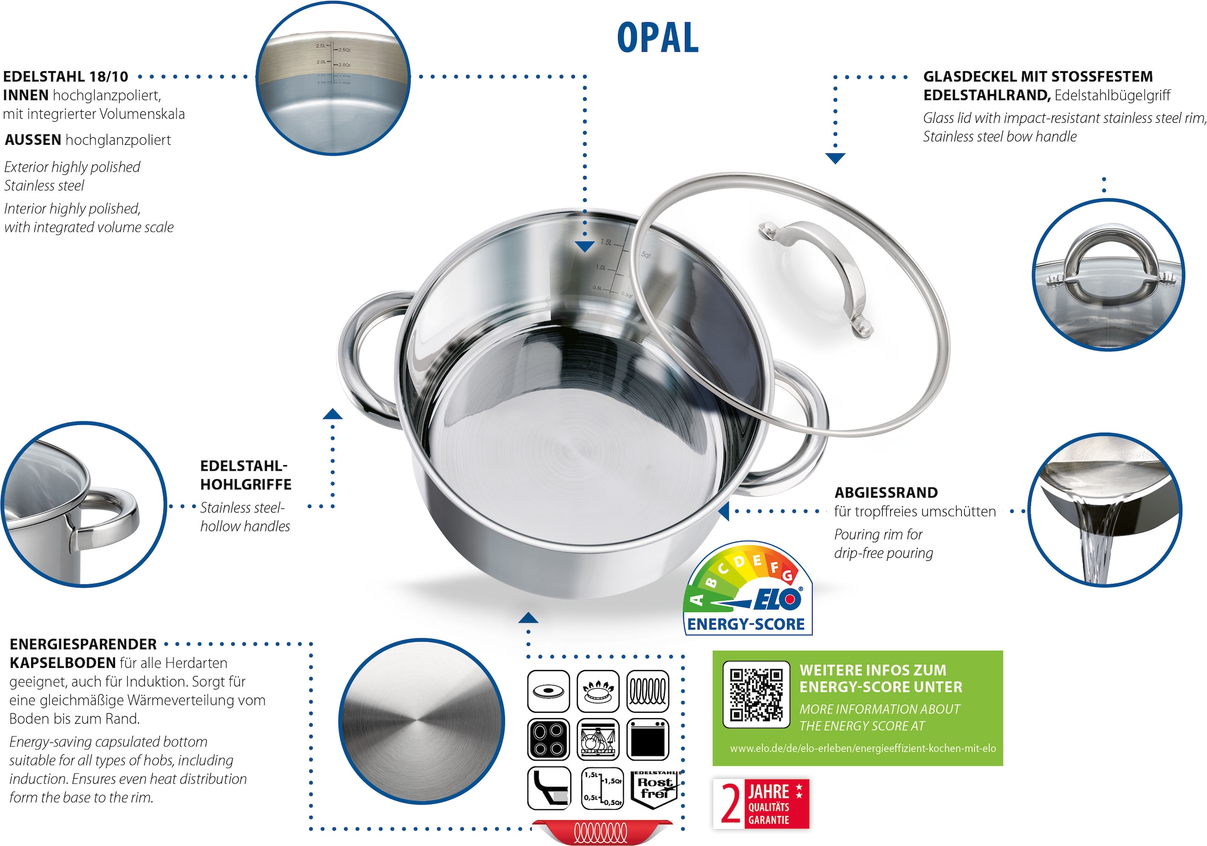 Elo Basic Fleischtopf »Opal« 1 Stk. tlg. Edelstahl 18/8