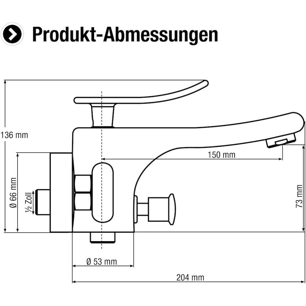 CORNAT Badarmatur »"Naro" Hochwertiger Messingkörper -verchromt -1/2 Zoll Brauseabgang«