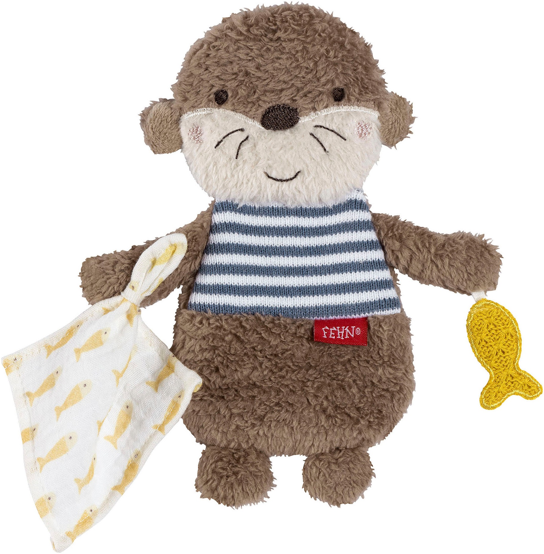 Fehn Schmusetuch »Otter Theo, Geburts-Set mittel«, (3 tlg.), mit Musselin-Schmusetuch Otter, Stoffbuch Otter und Knister-Otter