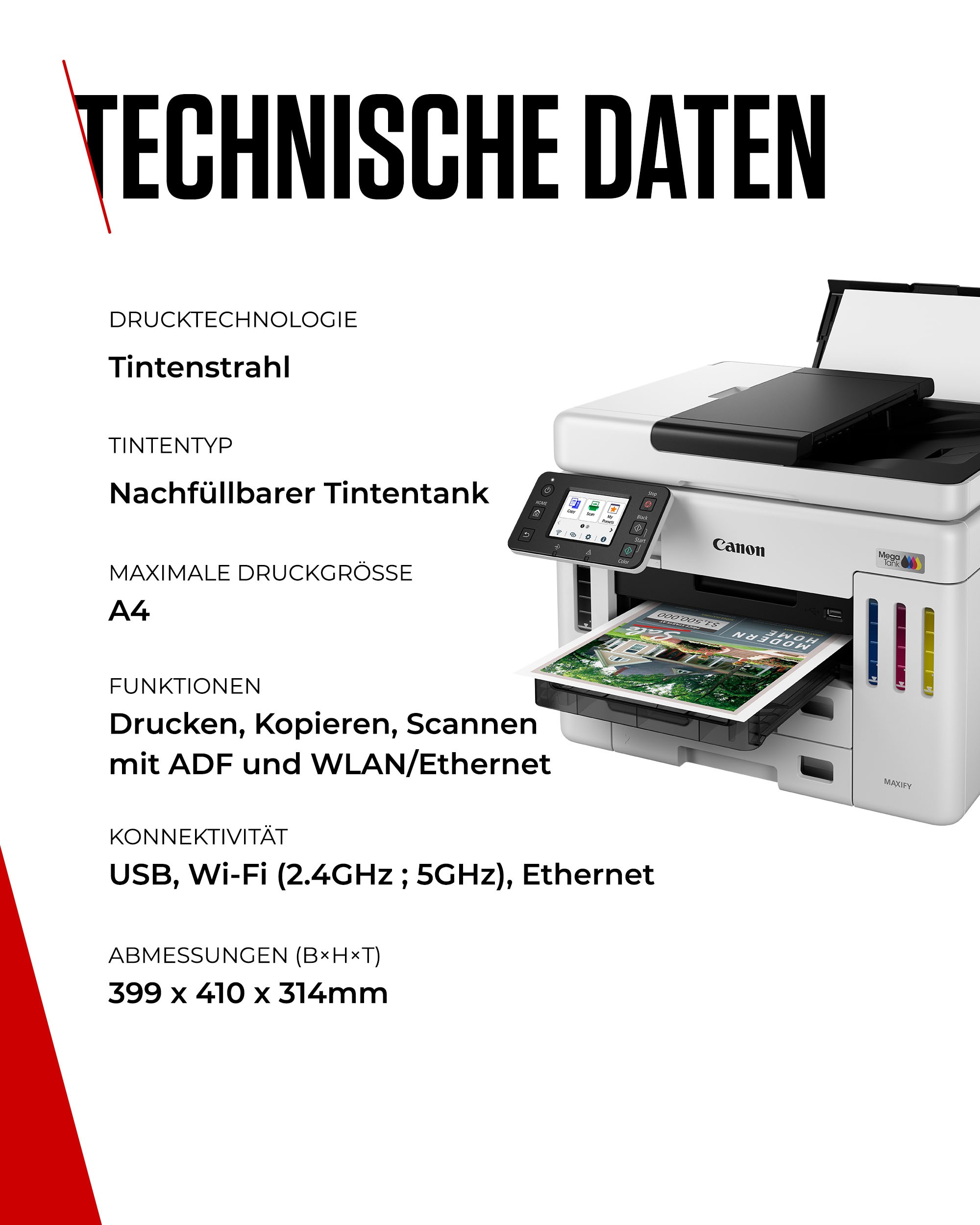 Canon Multifunktionsdrucker »MAXIFY GX7150« 4in1 Tintenstrahl-Multifunktionsgerät mit ADF / niedrigen Druckkosten