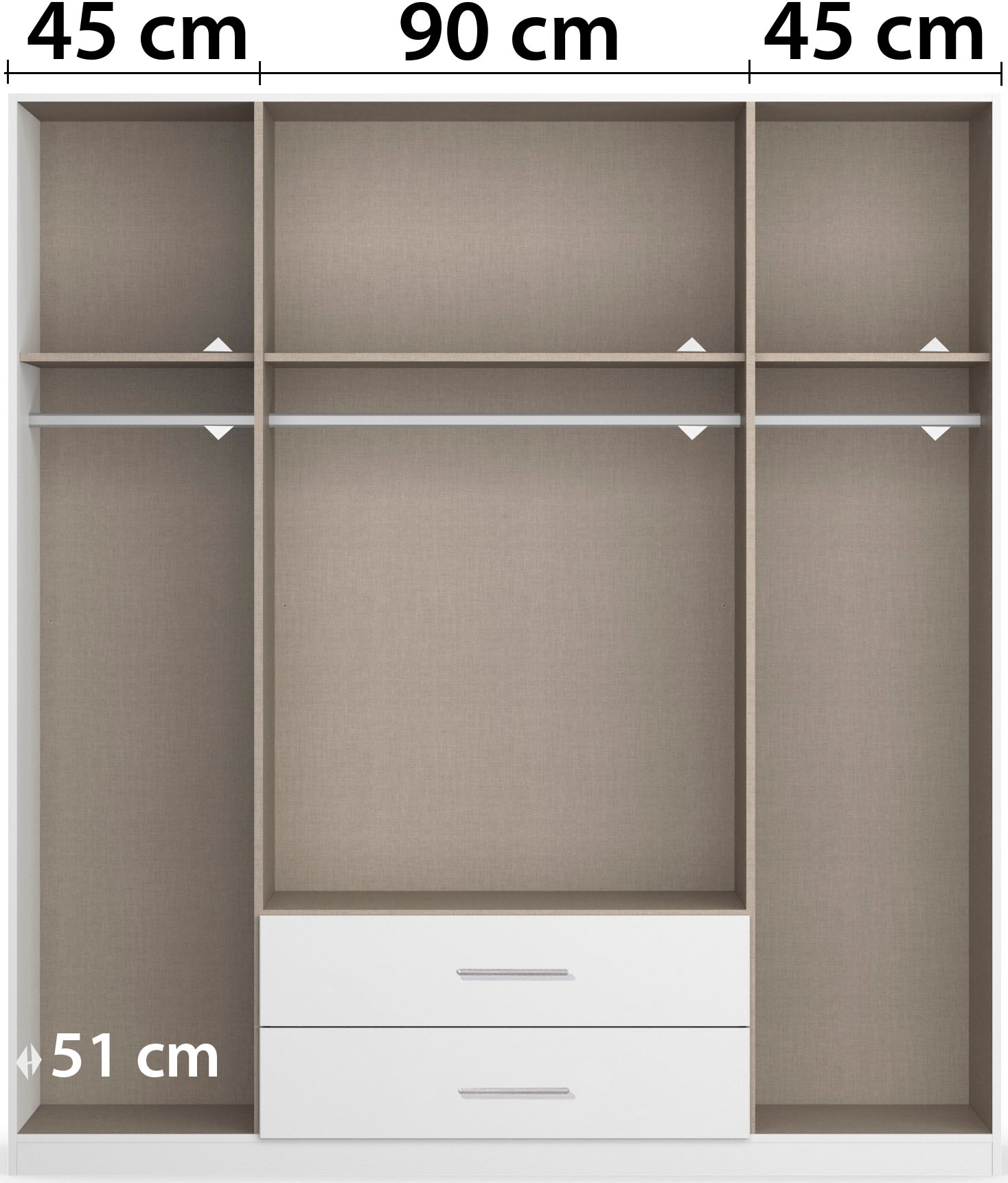 rauch Drehtürenschrank »Micro«, mit eleganten Aufleistungen und praktischen Außenschubkästen