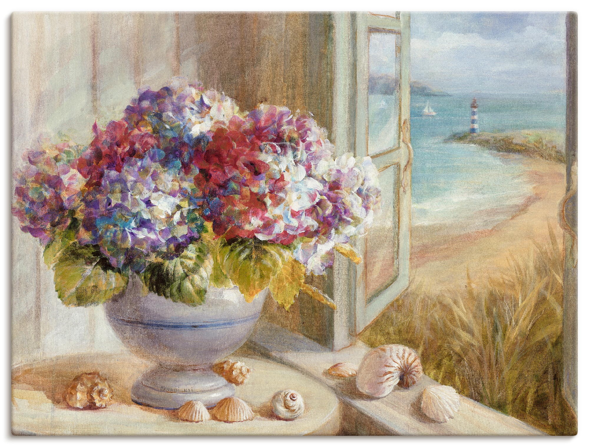 Artland Leinwandbild »Küsten Hortensie« Arrangements 1 Stk. tlg. auf Keilra günstig online kaufen