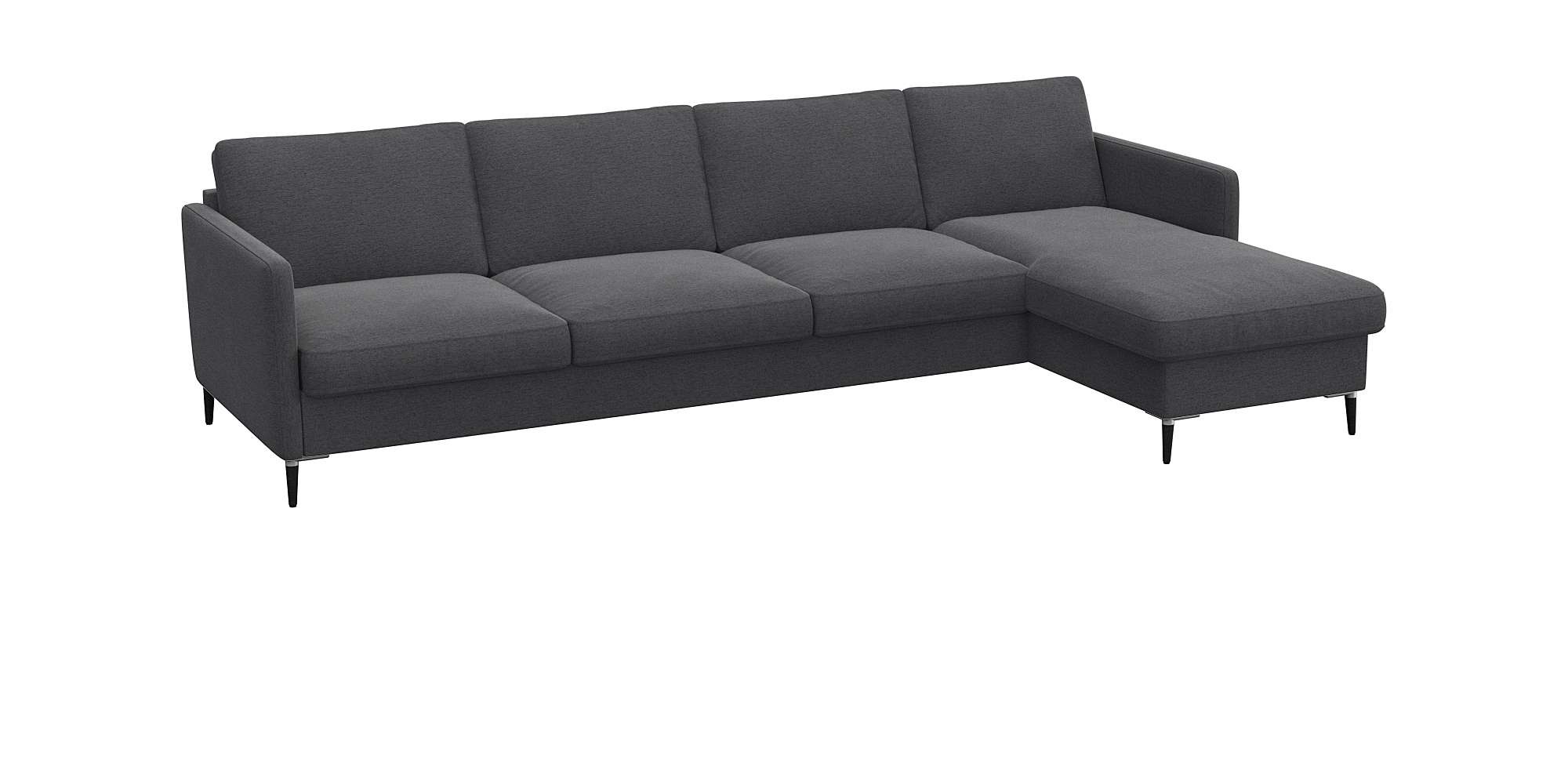 FLEXLUX Ecksofa »Fiore, L-Form, bequem und komfortabel durch hochwertigem Sitzaufbau«, schmale Armlehnen, Kaltschaum, Füße Alu+schwarz