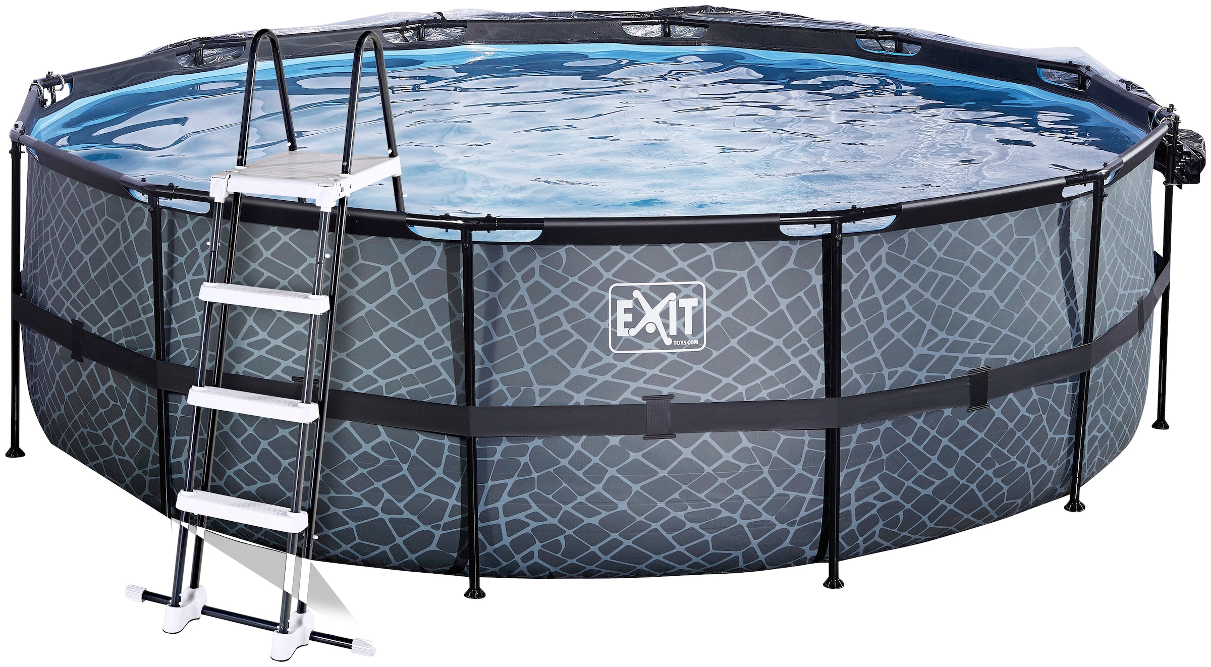 EXIT Framepool »inkl. multifunktionaler Poolabdeckung und Sicherheitsleiter«, (Set, 4 tlg.), ØxH: 450x122 cm, mit Sandfilteranlage