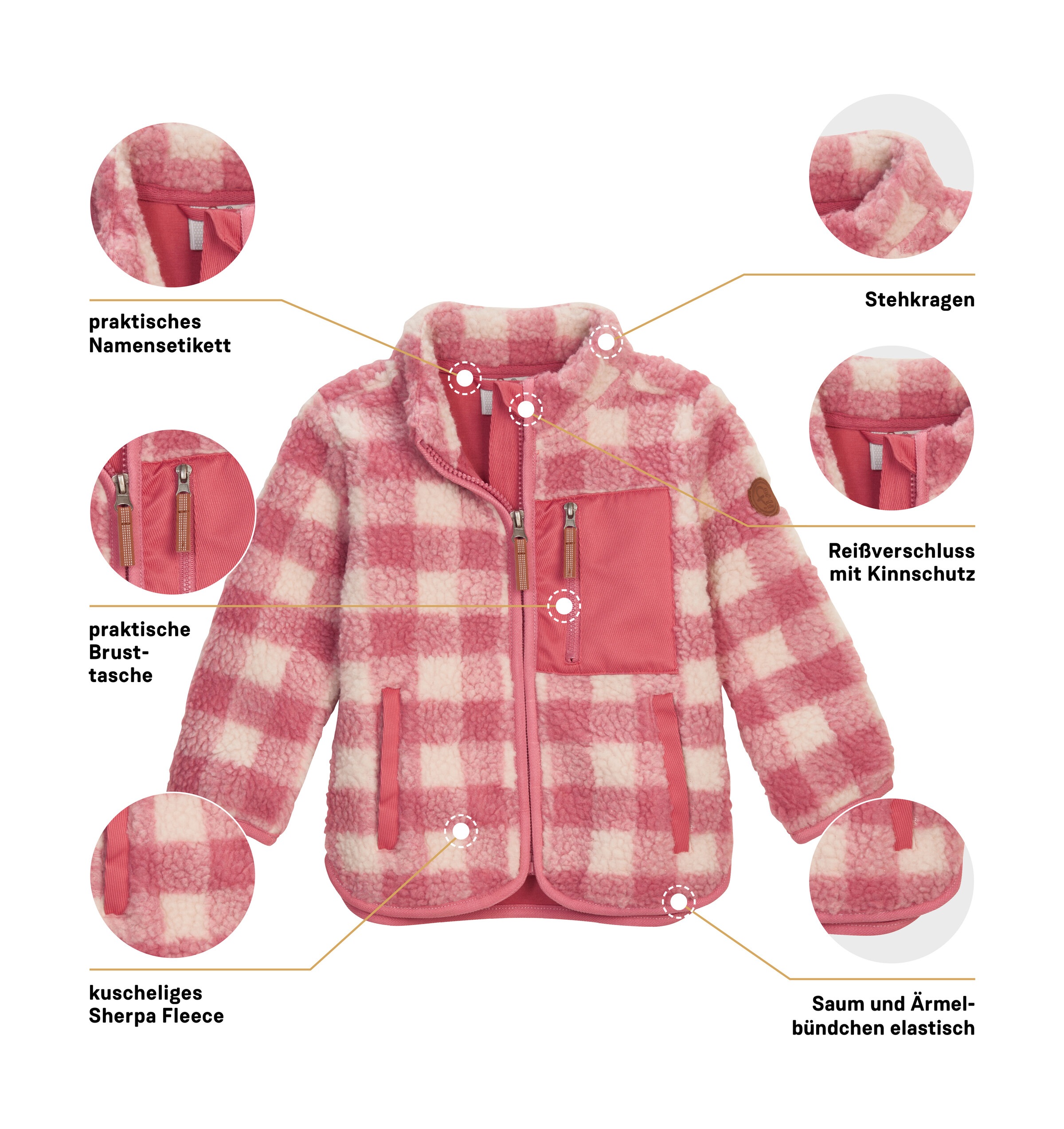 first instinct by killtec Fleecejacke »FIOW 50 MNS FLC JCKT«, Sherpa Fleecejacke mit Karomuster, Kinnschutz und Namensetikett
