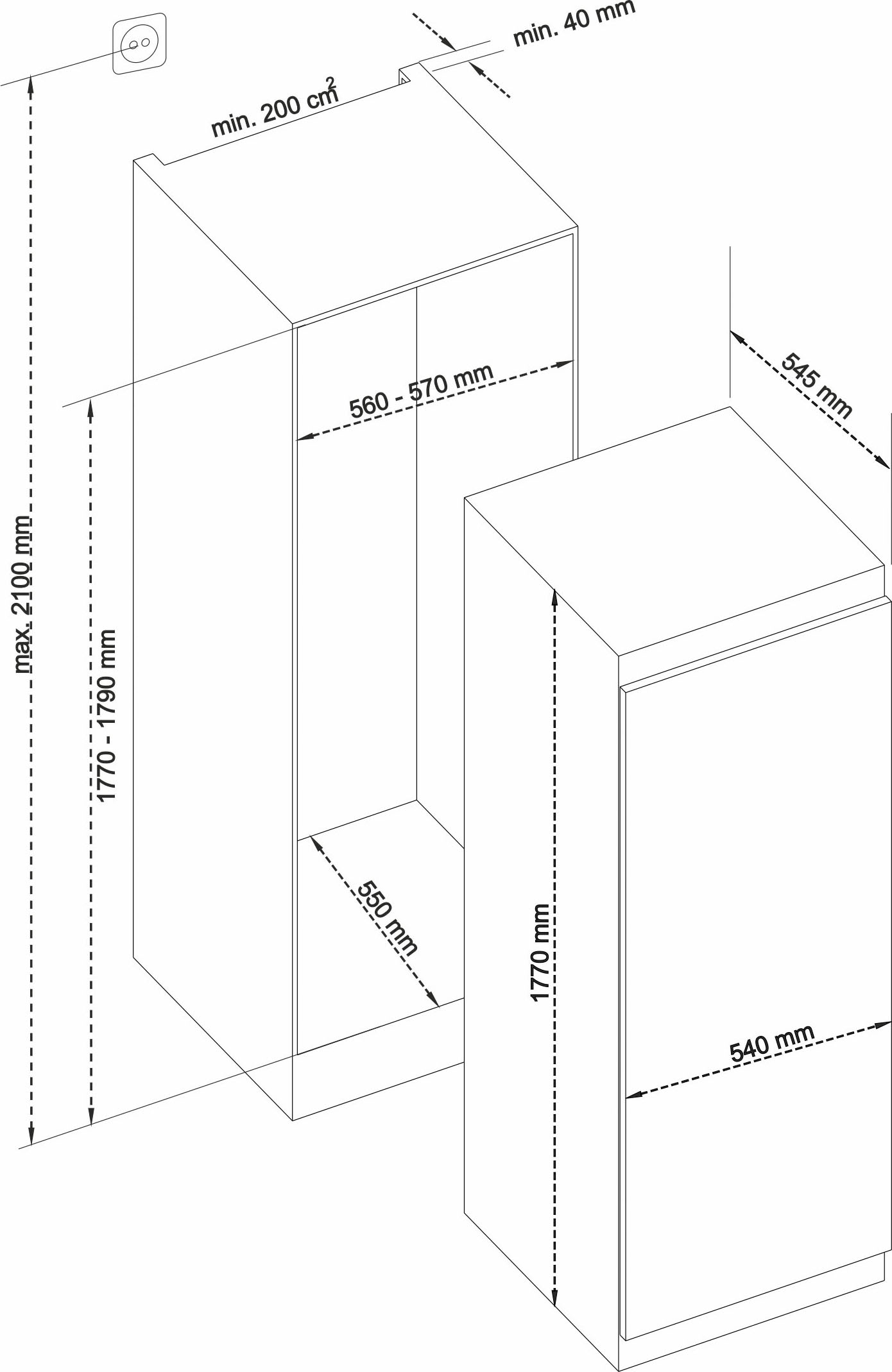 Sharp Einbaukühlschrank »SJ-LD300E00X-EU«, (178cm Nische), Festtür