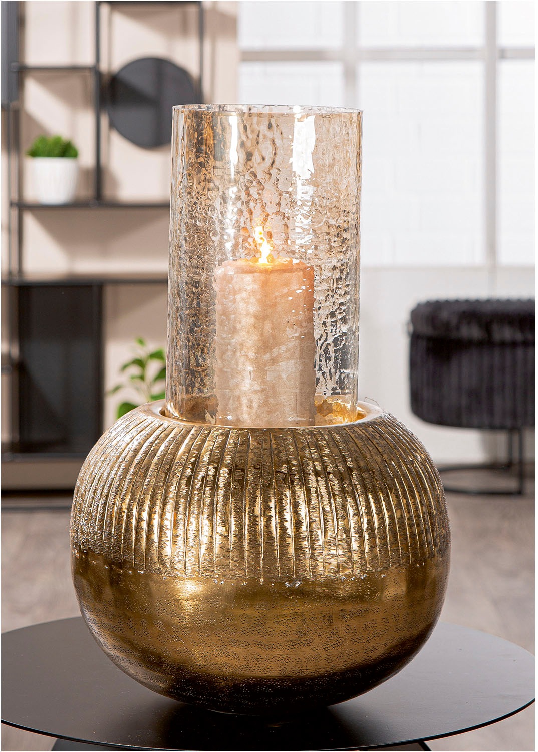 Casablanca by Gilde Windlicht »Windlicht rund; zylindrisch Haley goldfarben günstig online kaufen