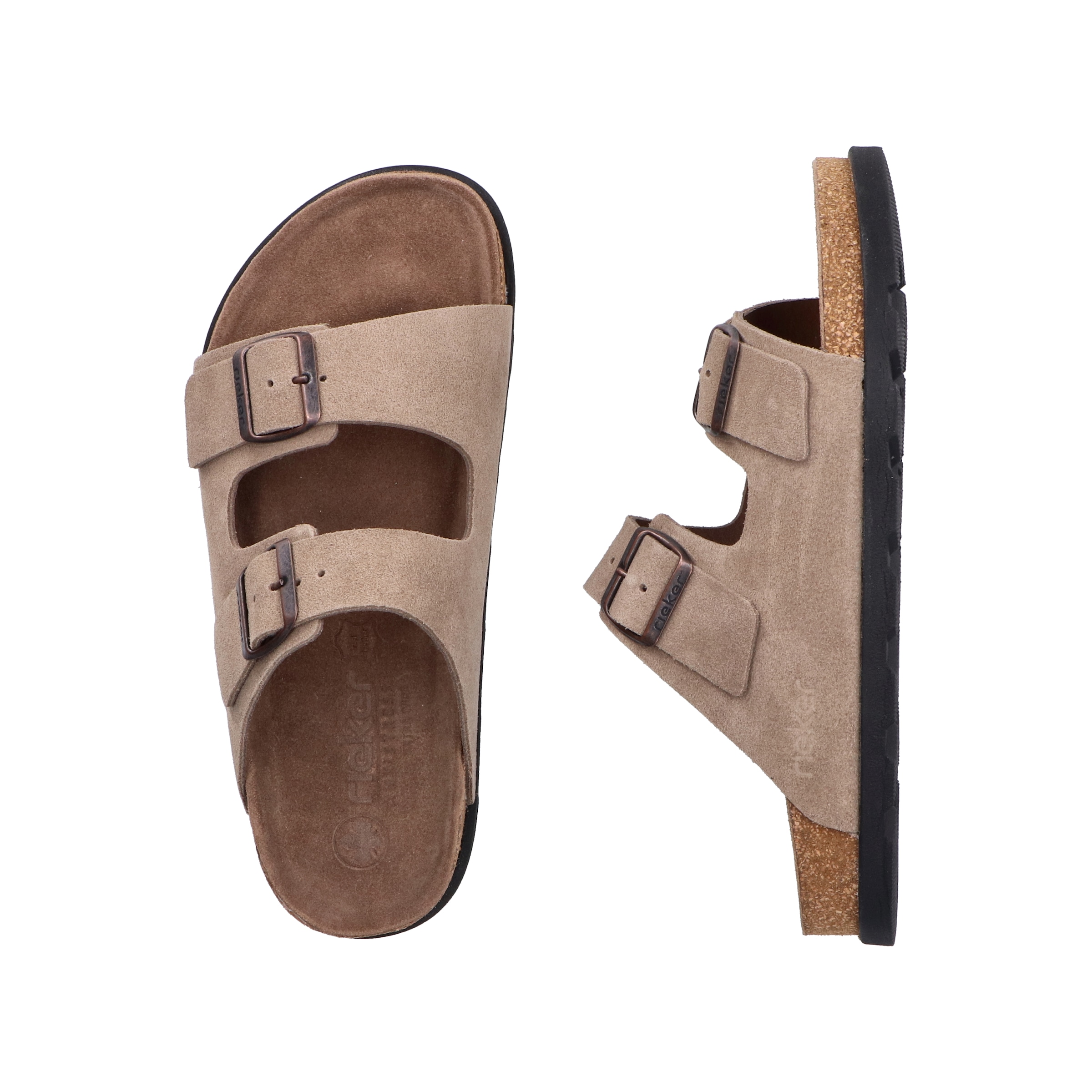 Rieker Pantolette, Sommerschuh, Strandschuh, Hausschuh mit bequemem Fußbett