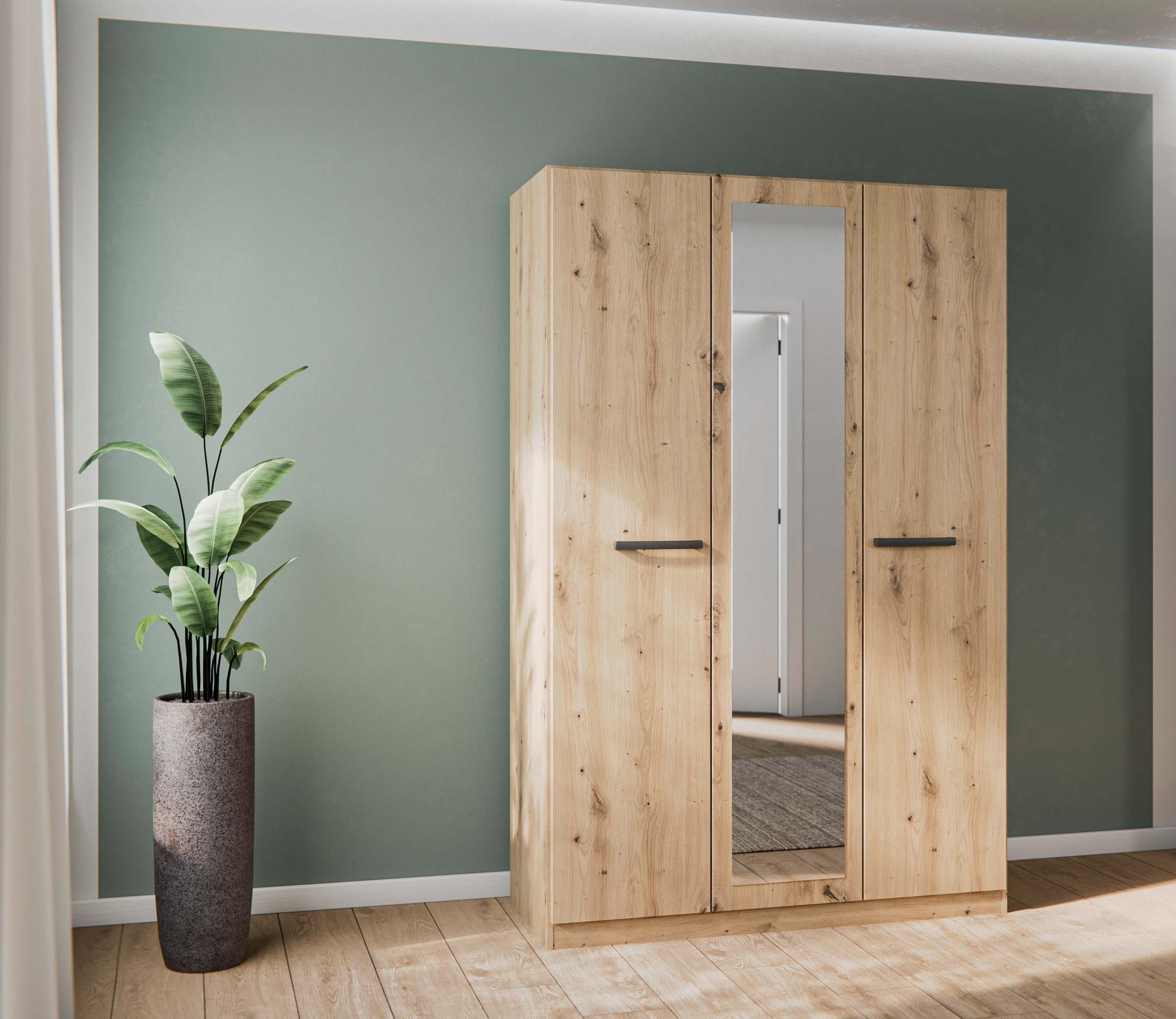 rauch Drehtürenschrank »Kleiderschrank Schrank Garderobe Garderobenschrank Stauraumwunder MODI«, optional mit Spiegel MADE IN GERMANY