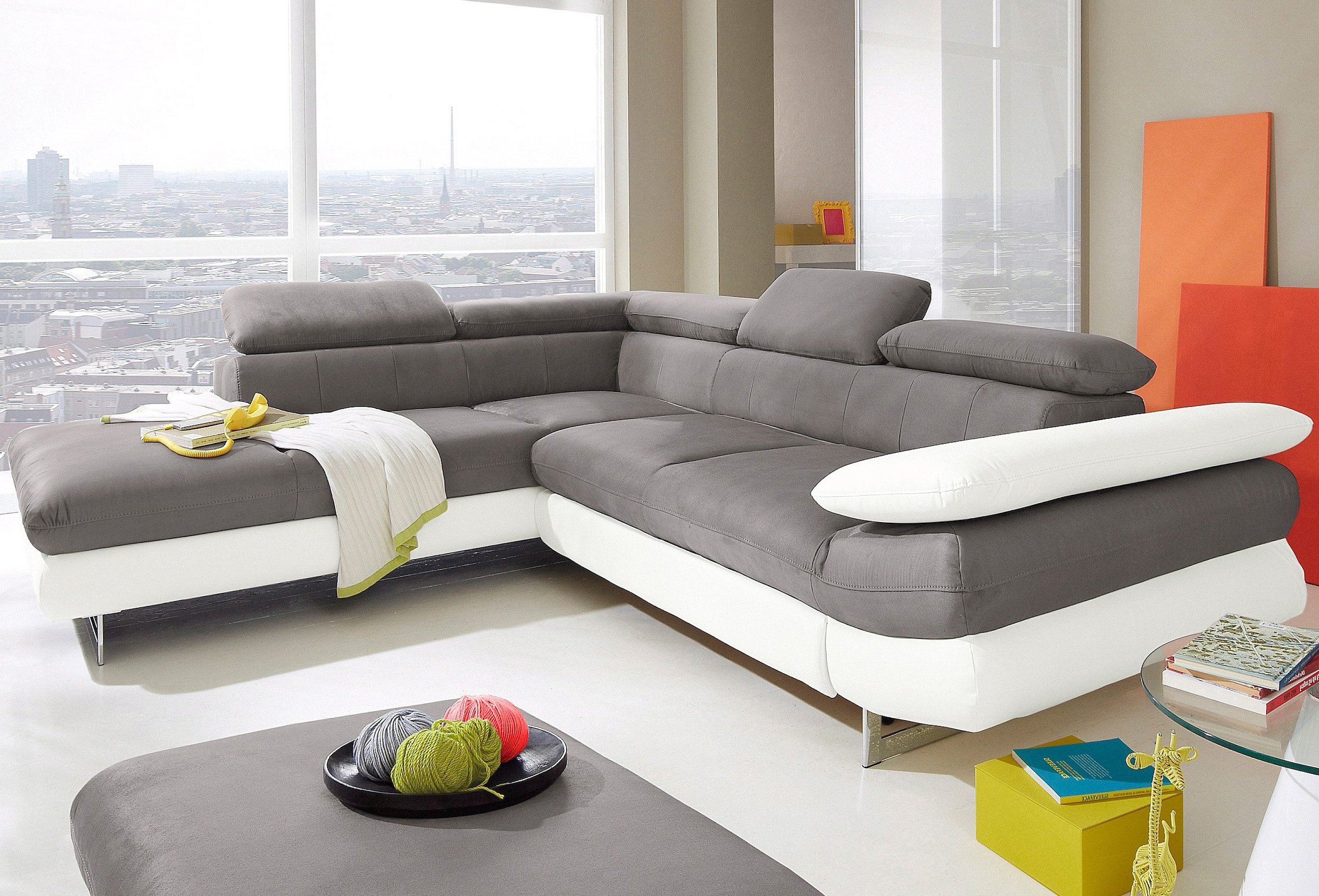 COTTA Ecksofa »Solution L-Form« mit Arm- & Kopfteilverstellung, wahlweise m günstig online kaufen