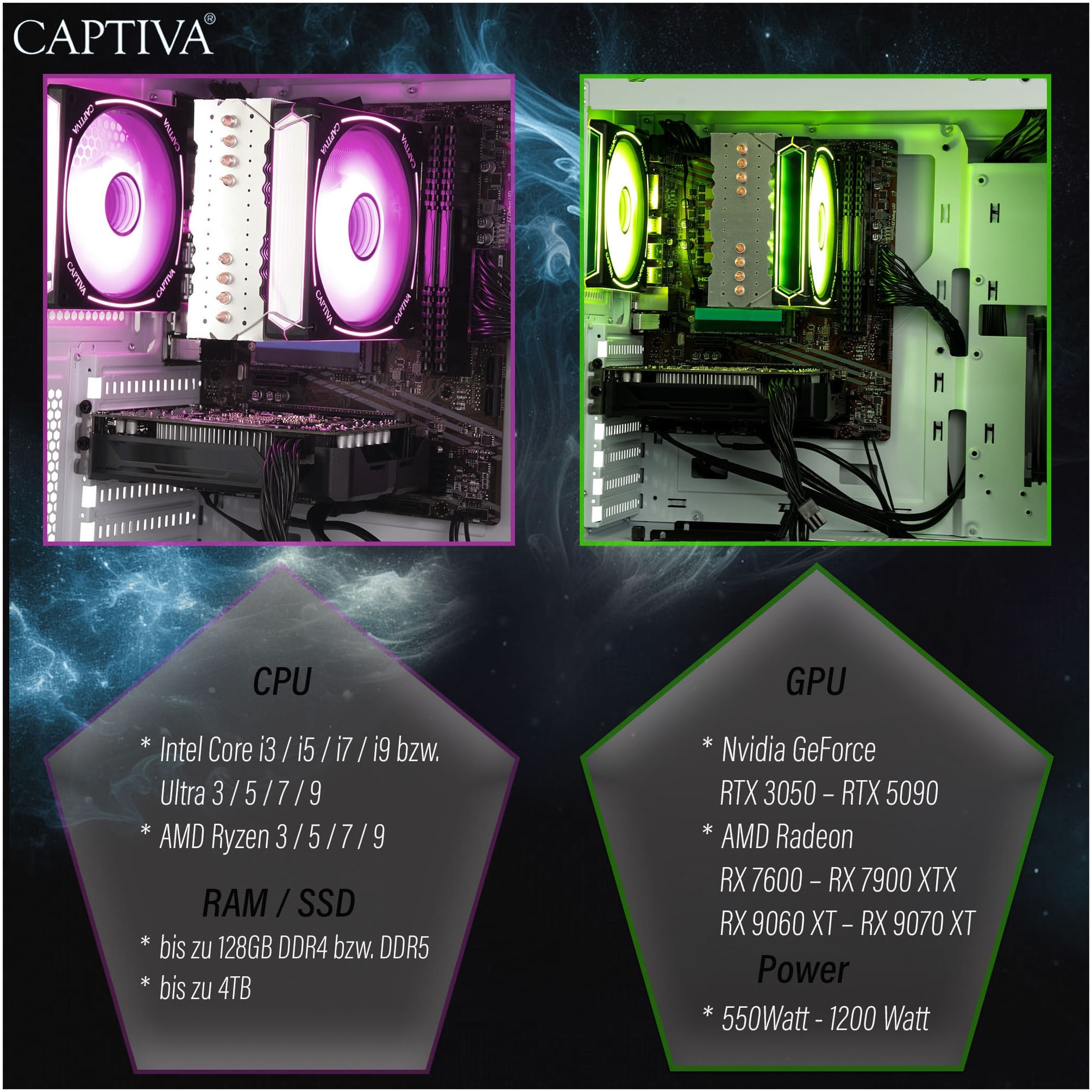 CAPTIVA Gaming-PC-Komplettsystem »Advanced Gaming R93-553 TFT Bundle« 80 ″ AMD Ryzen 7 Nvidia 16 GB RAM 1.000 GB SSD