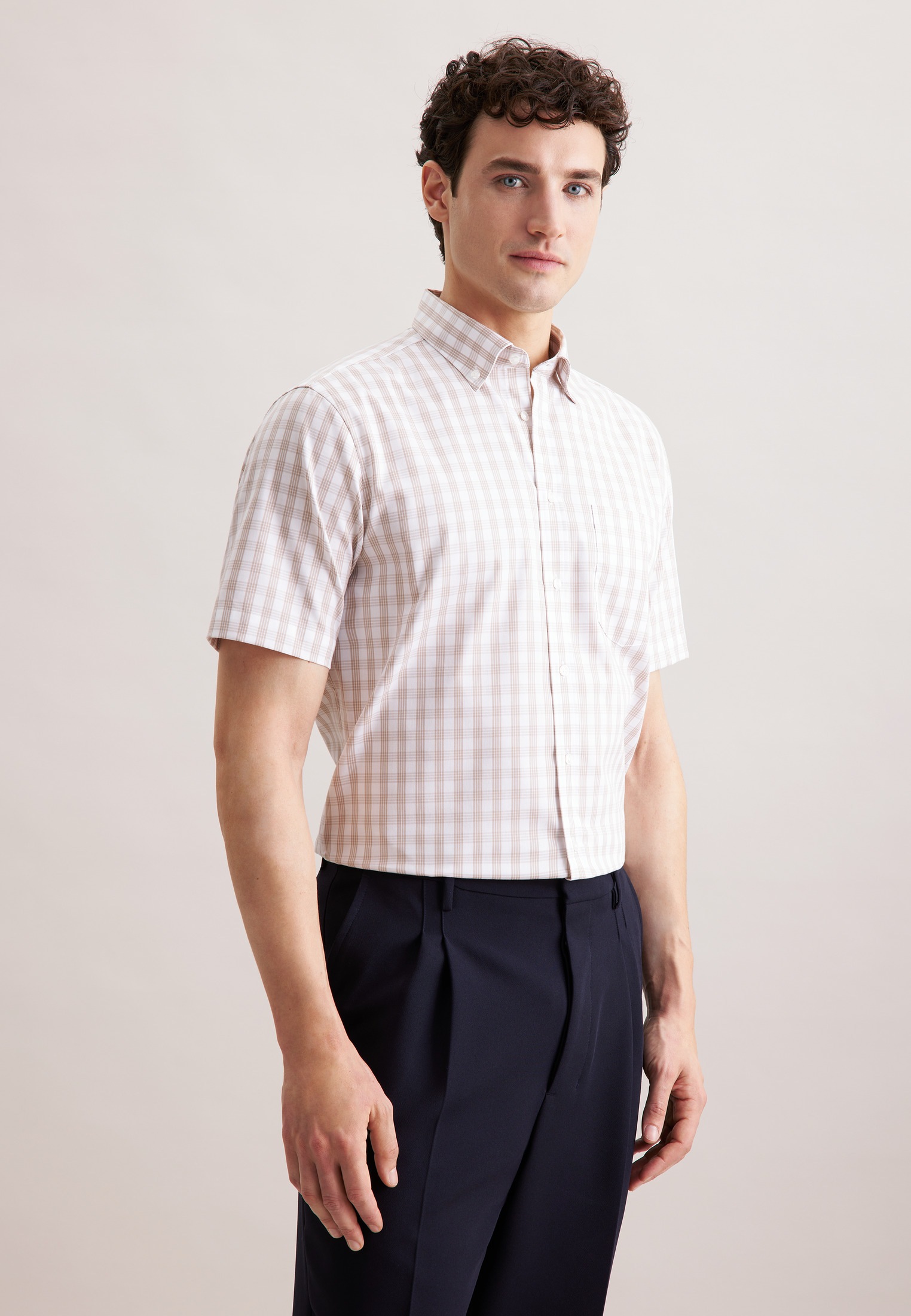 seidensticker Businesshemd »Regular« Regular 1/2 Button-Down-Kragen Karo