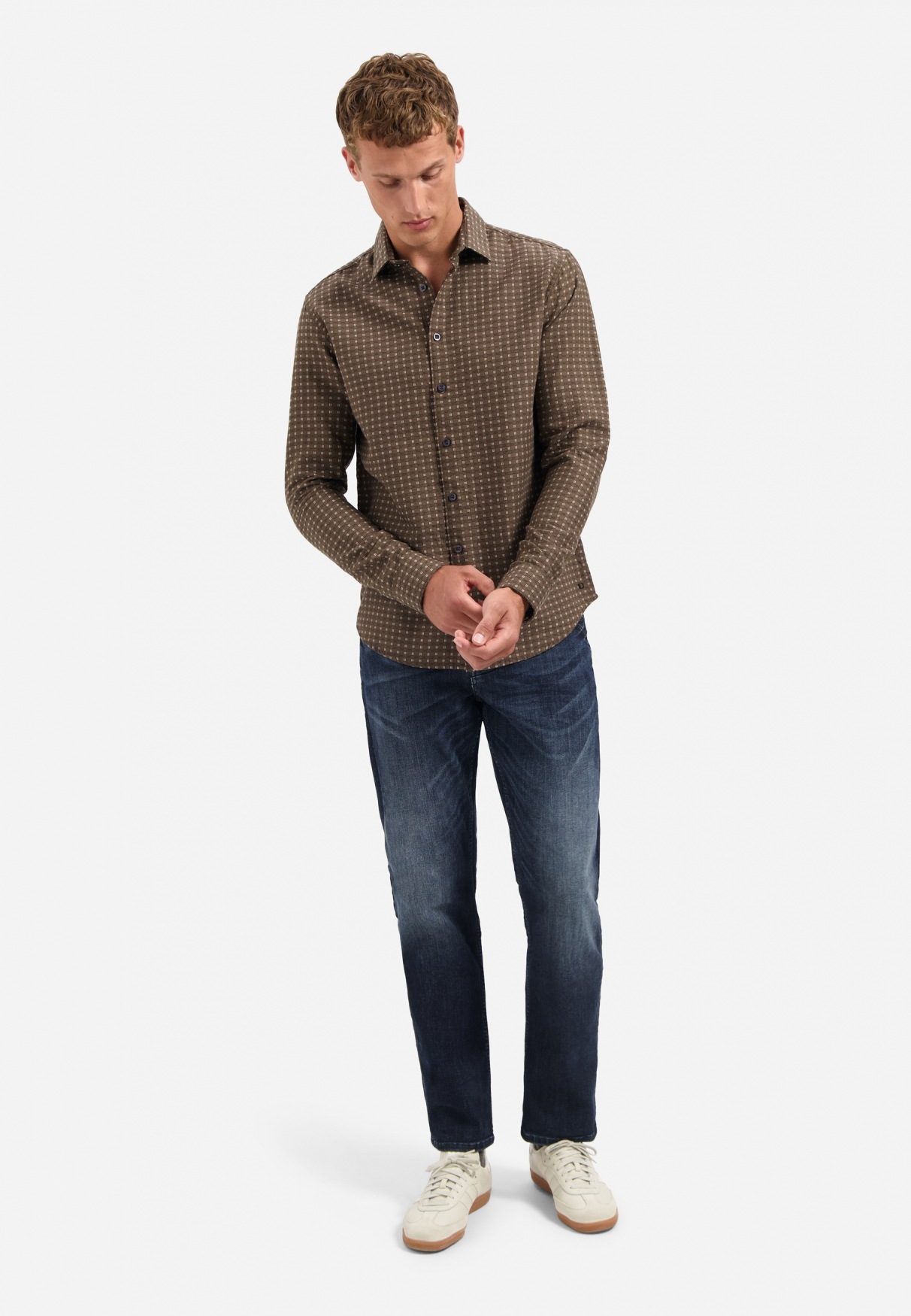 NO EXCESS Langarmhemd »No Excess Gewebtes Jacquard-Hemd Shirt Mini Jacquard«