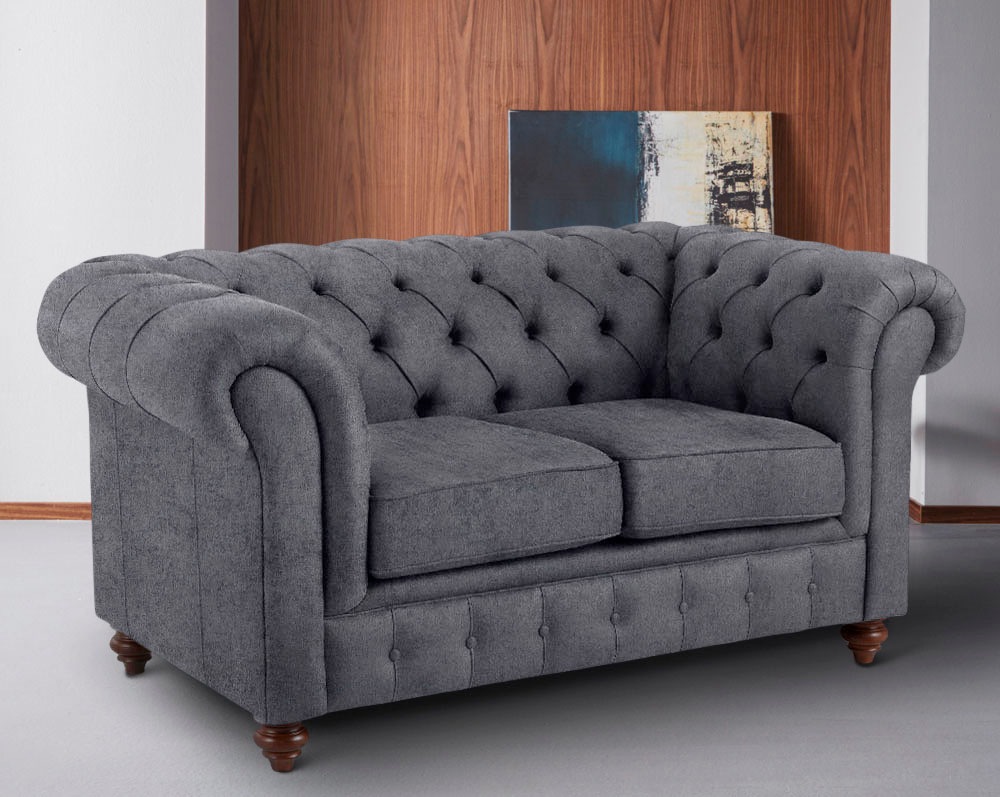 Home affaire Chesterfield-Sofa »Chesterfield 2-Sitzer B/T/H: 150/89/74 cm«, mit hochwertiger Knopfheftung, auch in Leder