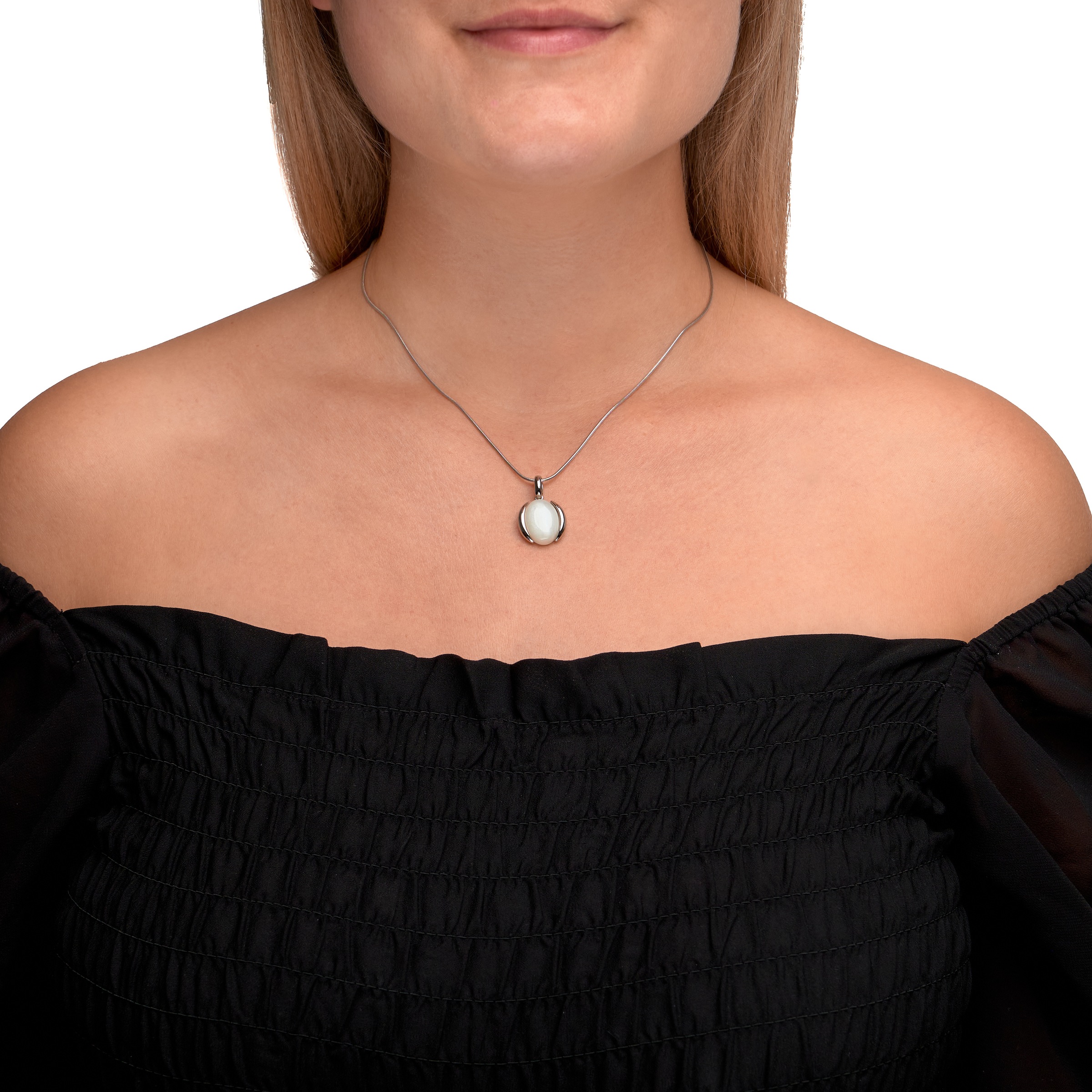 Zeeme Kette mit Anhänger »Silber 925 rhodiniert mit echtem Mondstein 16x12mm«