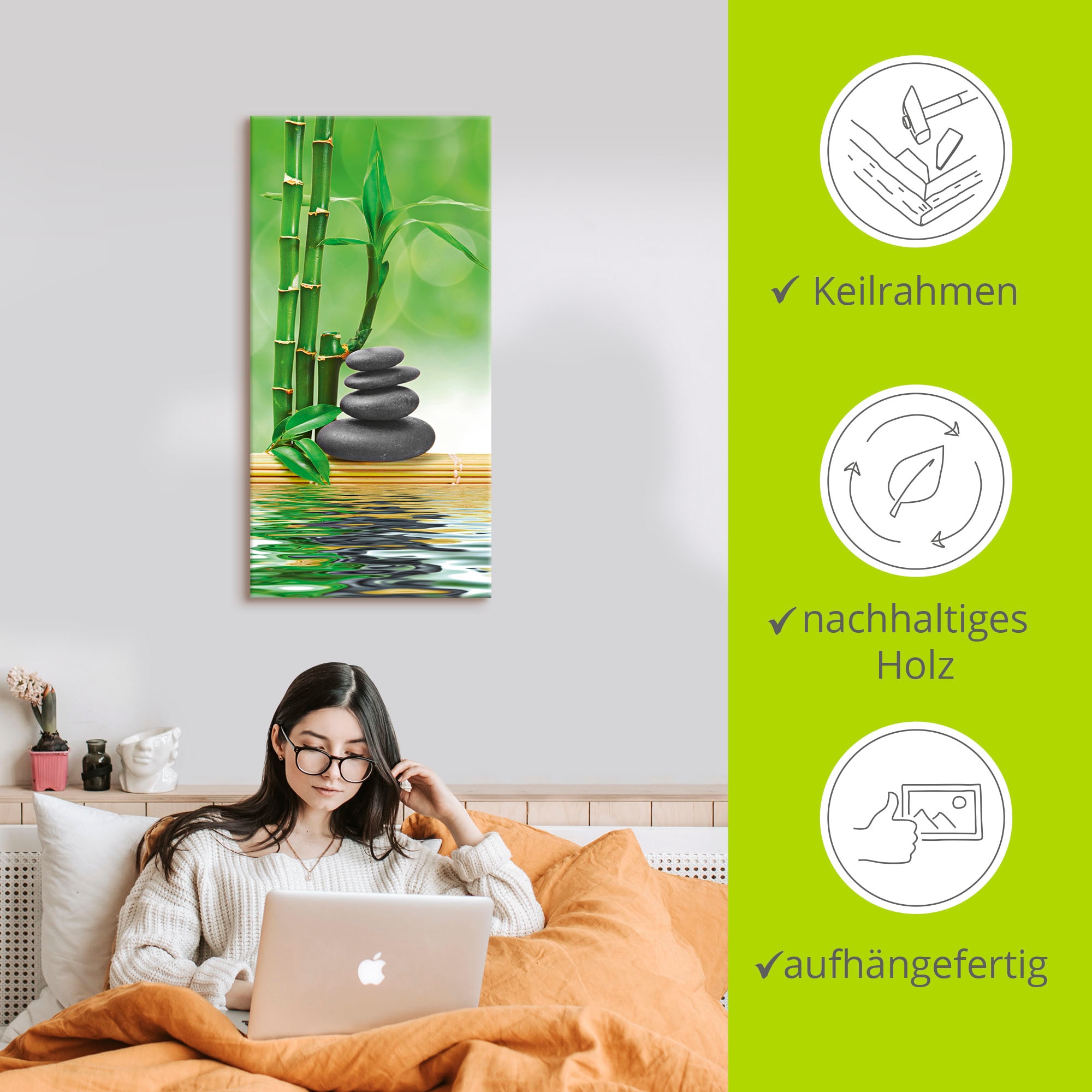 Artland Wandbild »Spa Konzept Zen Basaltsteine«, Zen, (1 St.), als Leinwandbild, Poster, Wandaufkleber in verschied. Größen