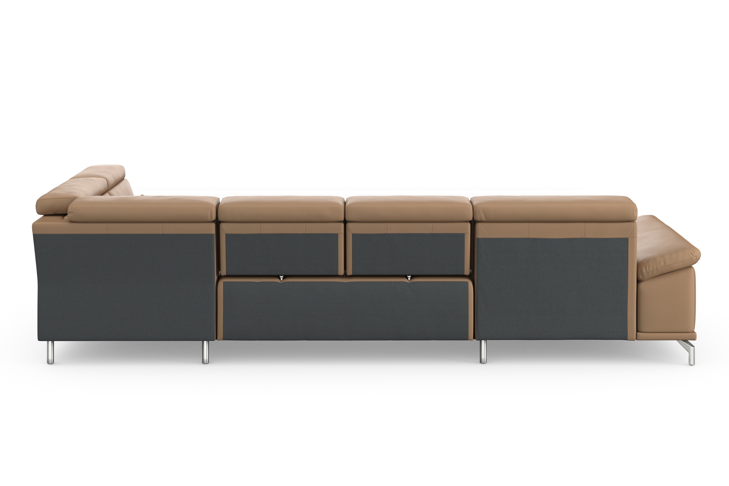 sit&more Wohnlandschaft »Cabrio U-Form, mit Sitztiefenverstellung, Arm- und Kopfteilverstellung«, 3 Nierenkissen, Federkern, optional Bettfunktion und Stauraum
