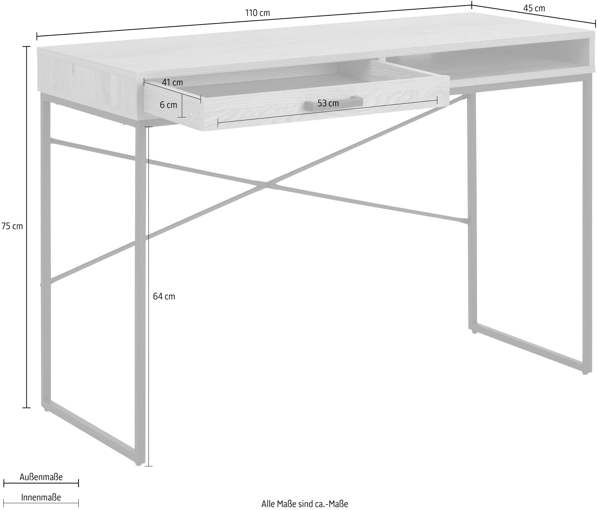 ACTONA GROUP Schreibtisch, Metallgestell, 1 Schublade und 1 offenem Fach, Breite  140 cm online bestellen
