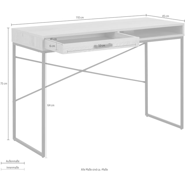 ACTONA GROUP Schreibtisch, Metallgestell, 1 Schublade und 1 offenem Fach, Breite  140 cm online bestellen