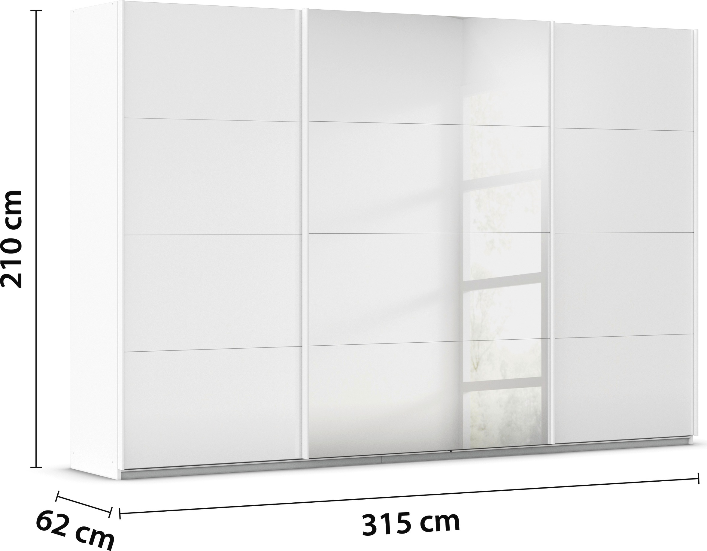 rauch Schwebetürenschrank »Kleiderschrank Kleiderschränke Schrank Garderobe AGORDO mit Glasfront«, durchdachte Innenausstattung, in 4 Breiten und 2 Höhen MADE IN GERMANY
