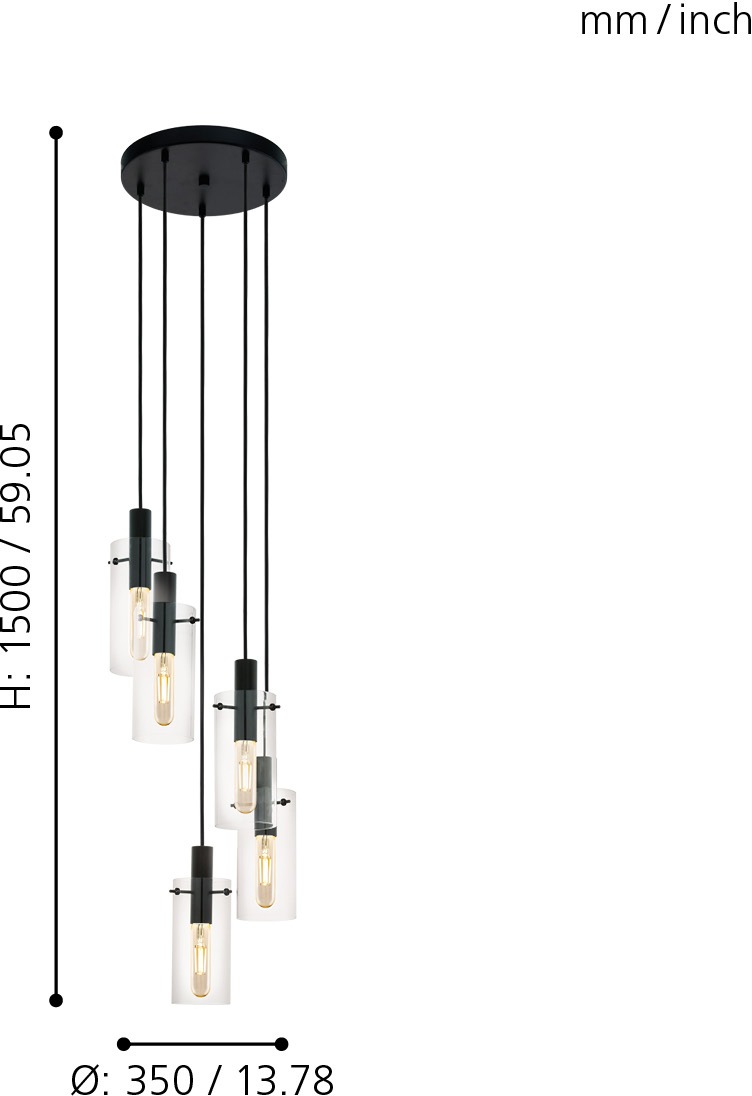 EGLO Hängeleuchte »MONTEFINO Pendellampe, Stahl und Glas, E27, IP20, Esstis günstig online kaufen