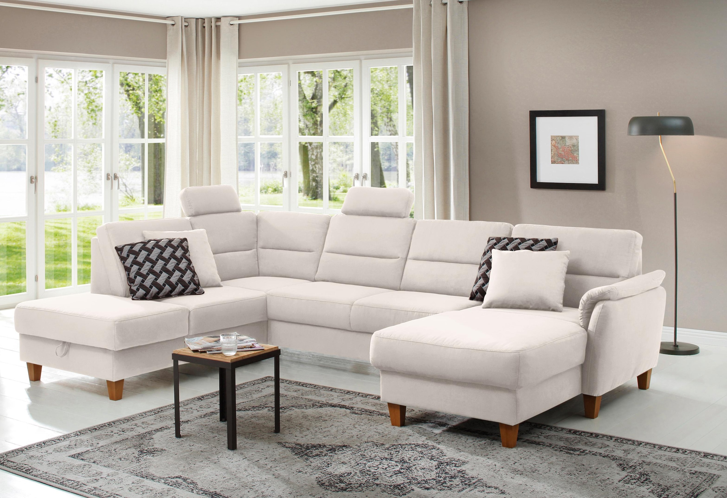 Home affaire Wohnlandschaft »Palmera U-Form, B: 308 cm«, optional Bettfunkt günstig online kaufen