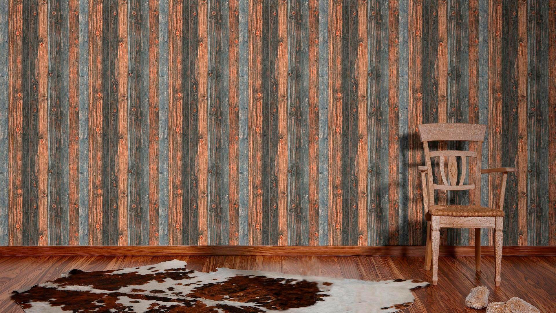 living walls Vliestapete »Best of Wood`n Stone 2nd Edition«, Holz-realistisch-gestreift, Holztapete Tapete Holzoptik Tapeten Wohnzimmer Flur Design Wandtapete