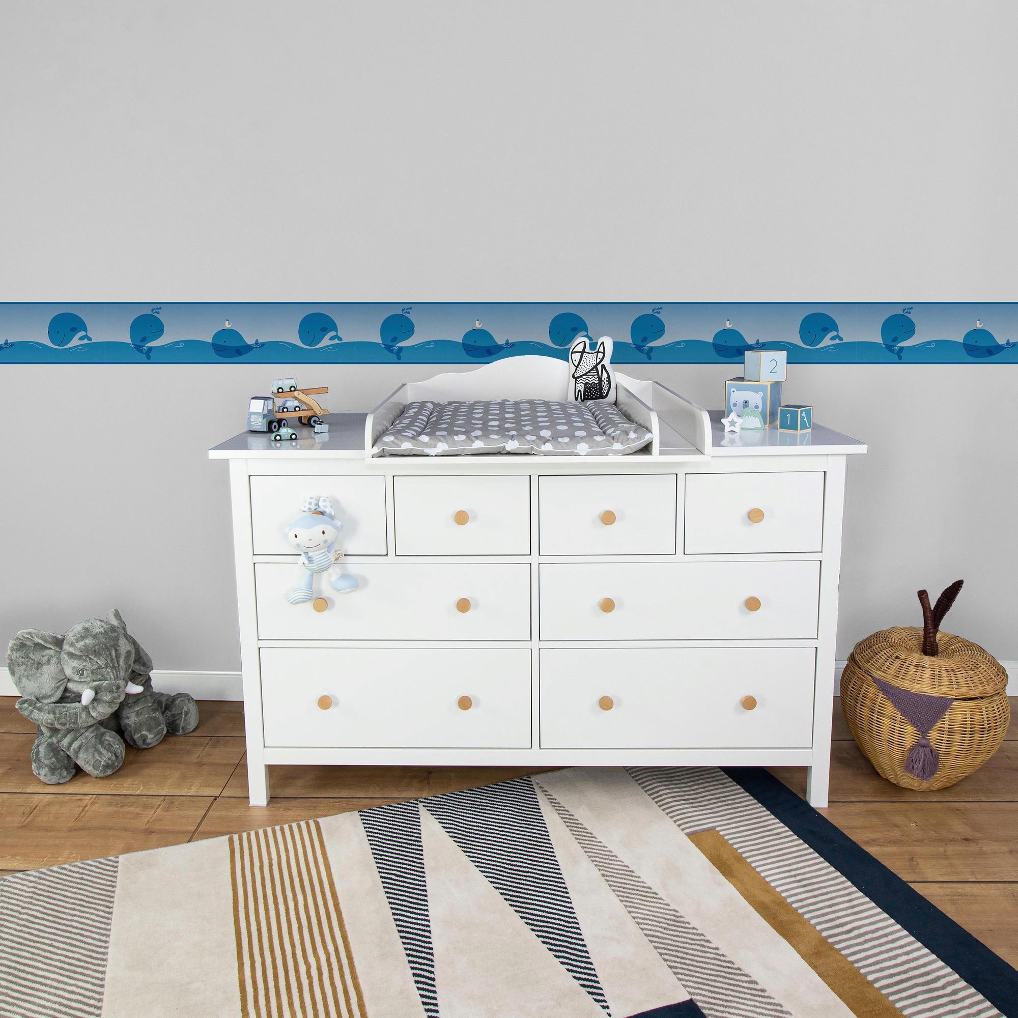 A.S. Création Bordüre »Ocean Friends«, Motiv-abstrakt-naturalistisch, Tapete Kinder Bordüre Wale Borte Wohnzimmer Schlafzimmer Küche Design