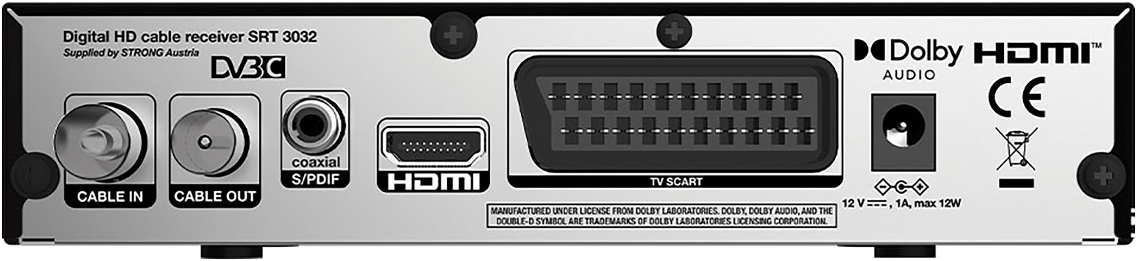 Strong Kabel-Receiver »SRT 3032«, (Automatischer Sendersuchlauf-Durchschleiftuner-EPG (elektronische Programmzeitschrift)-Kindersicherung-Software Update über USB-Timer-Videotext-Videotextuntertitel-mehrsprachige Menüführung)
