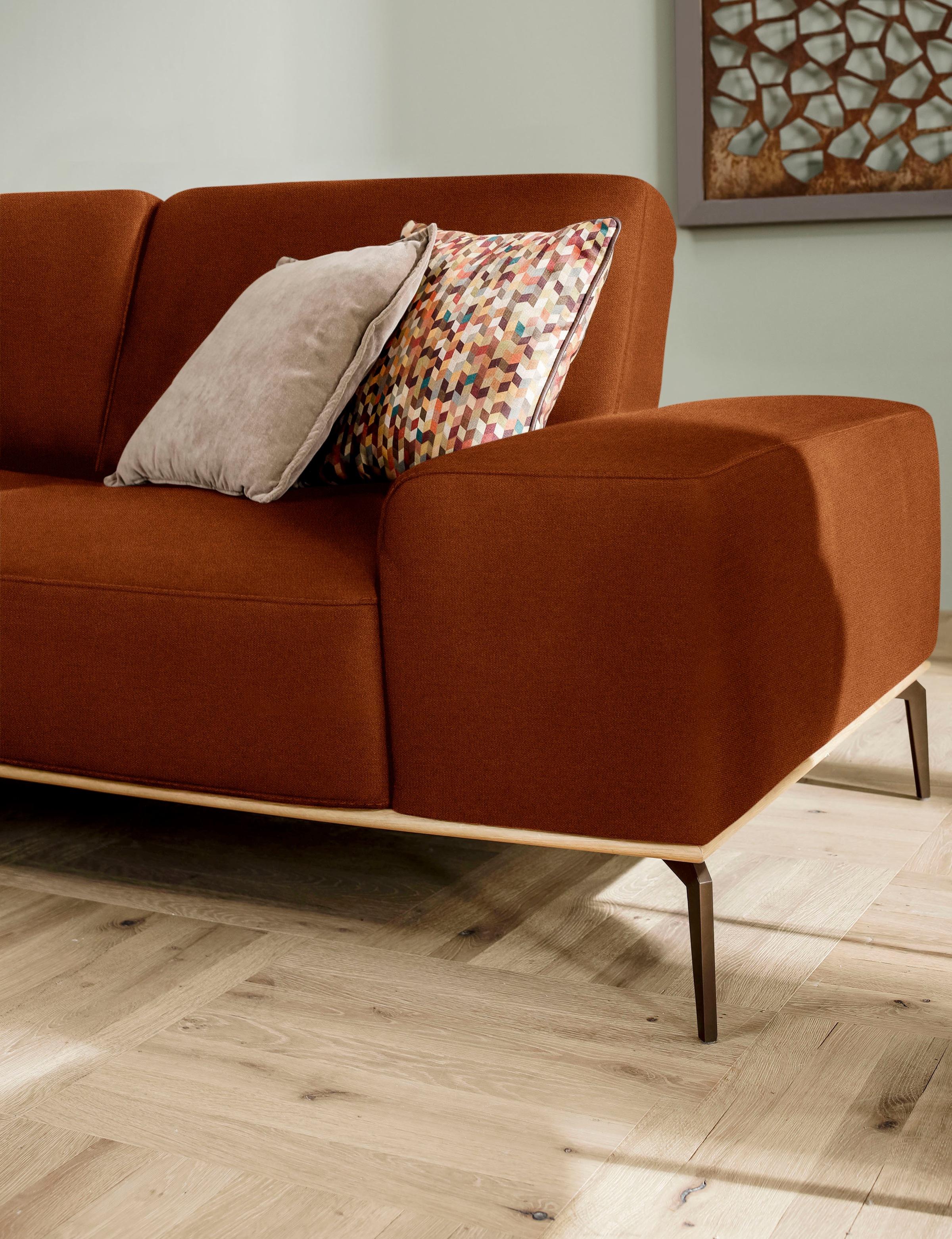 W.SCHILLIG Ecksofa »run, Designsofa mit tollem Sitzkomfort, bequem, L-Form«, mit Holzsockel, Füße in Bronze pulverbeschichtet, Breite 319 cm