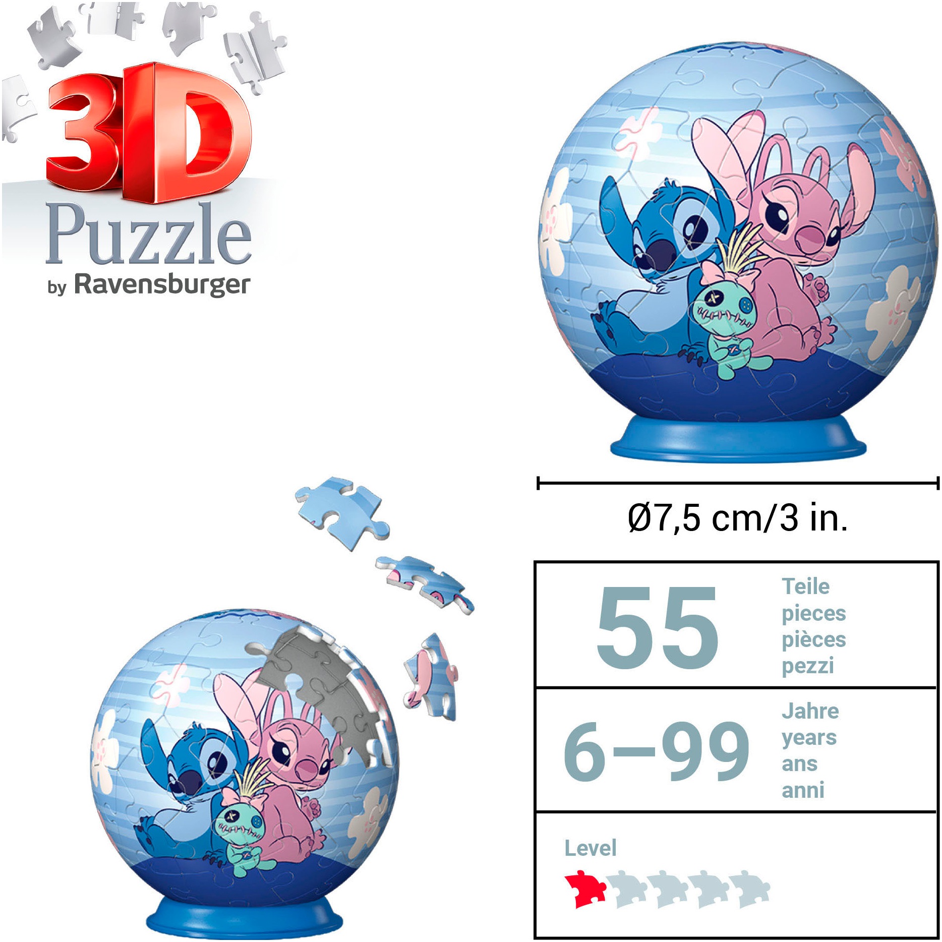 Ravensburger Puzzleball »Disney Stitch & Angel«, Made in Europe