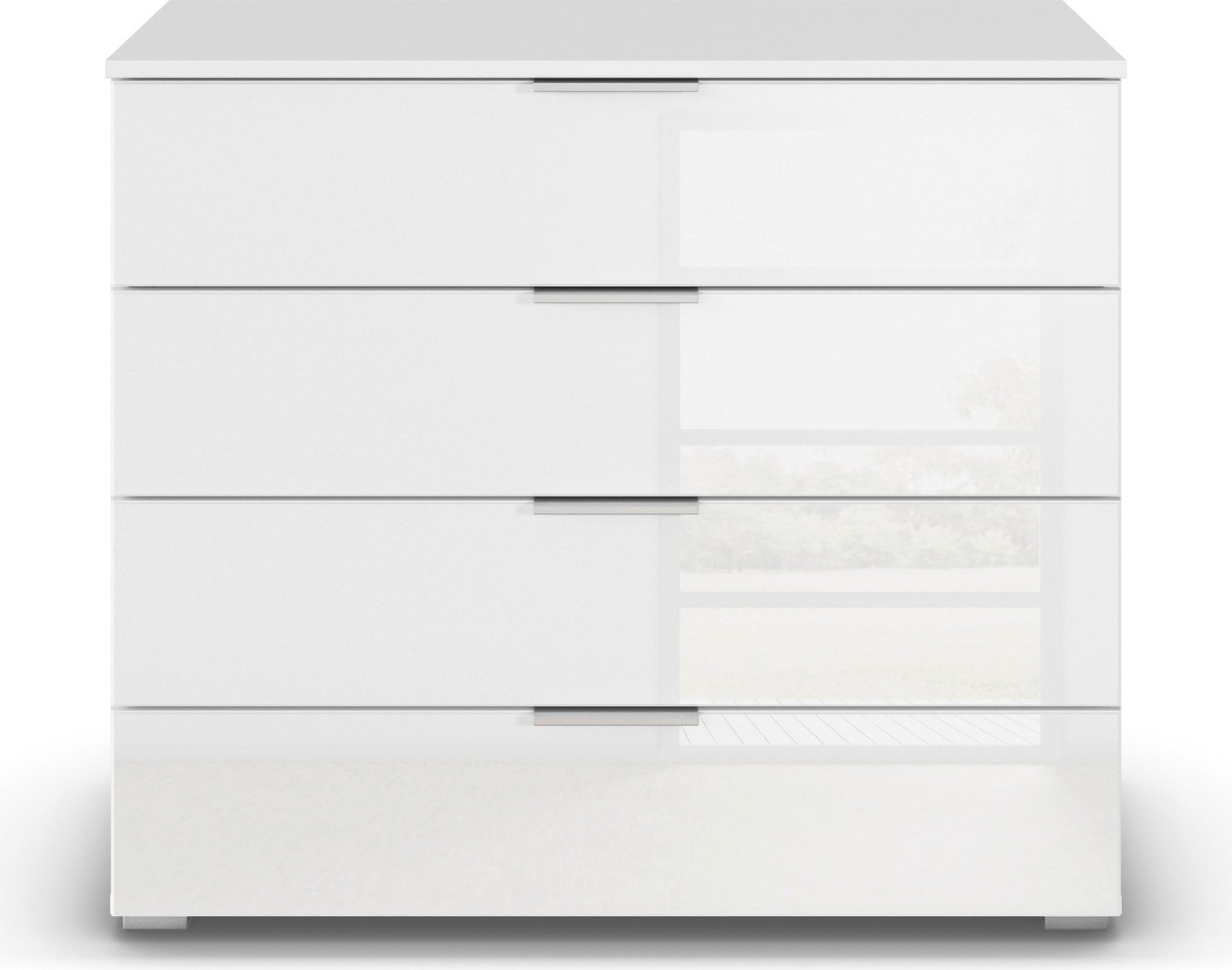 rauch Schubkastenkommode »Sideboard Schubladenkommode Schubladenkommode AGORDO mit Glasfront«, (in zwei Griff-Farben), Breite 93 cm mit 4 großen Schubladen für viel Stauraum MADE IN GERMANY