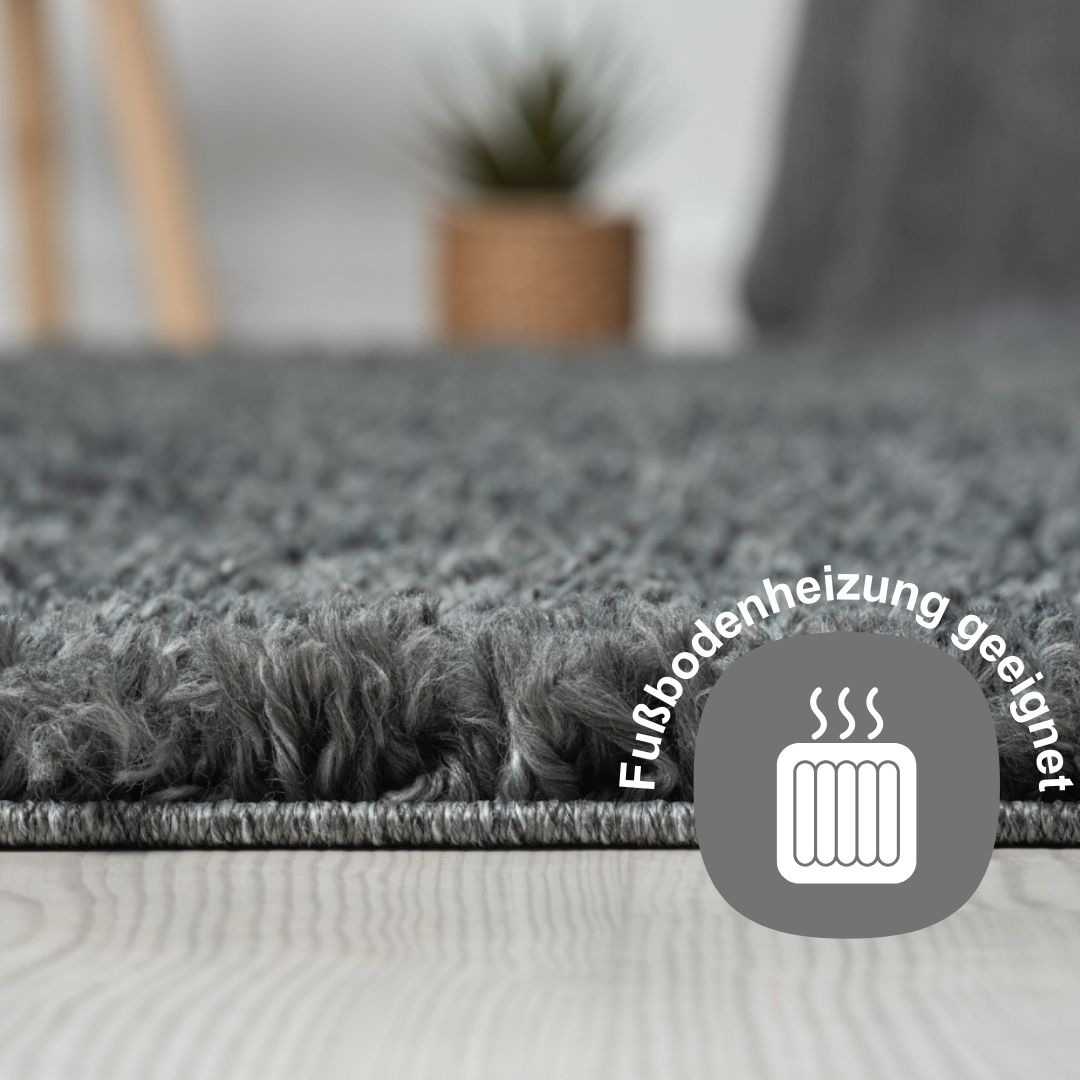Myflair Möbel & Accessoires Hochflor-Teppich »My Shaggy«, rund, 37 mm Höhe, Shaggy, Uni Farben, leicht glänzend, Microfaser, extra flauschig