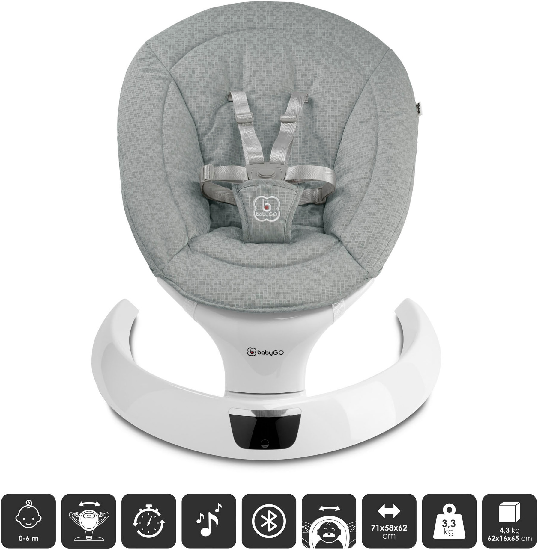 BabyGo Babywippe »Swing«, bis 9 kg, mit Fernbedienung, Musik, Schaukelfunktion
