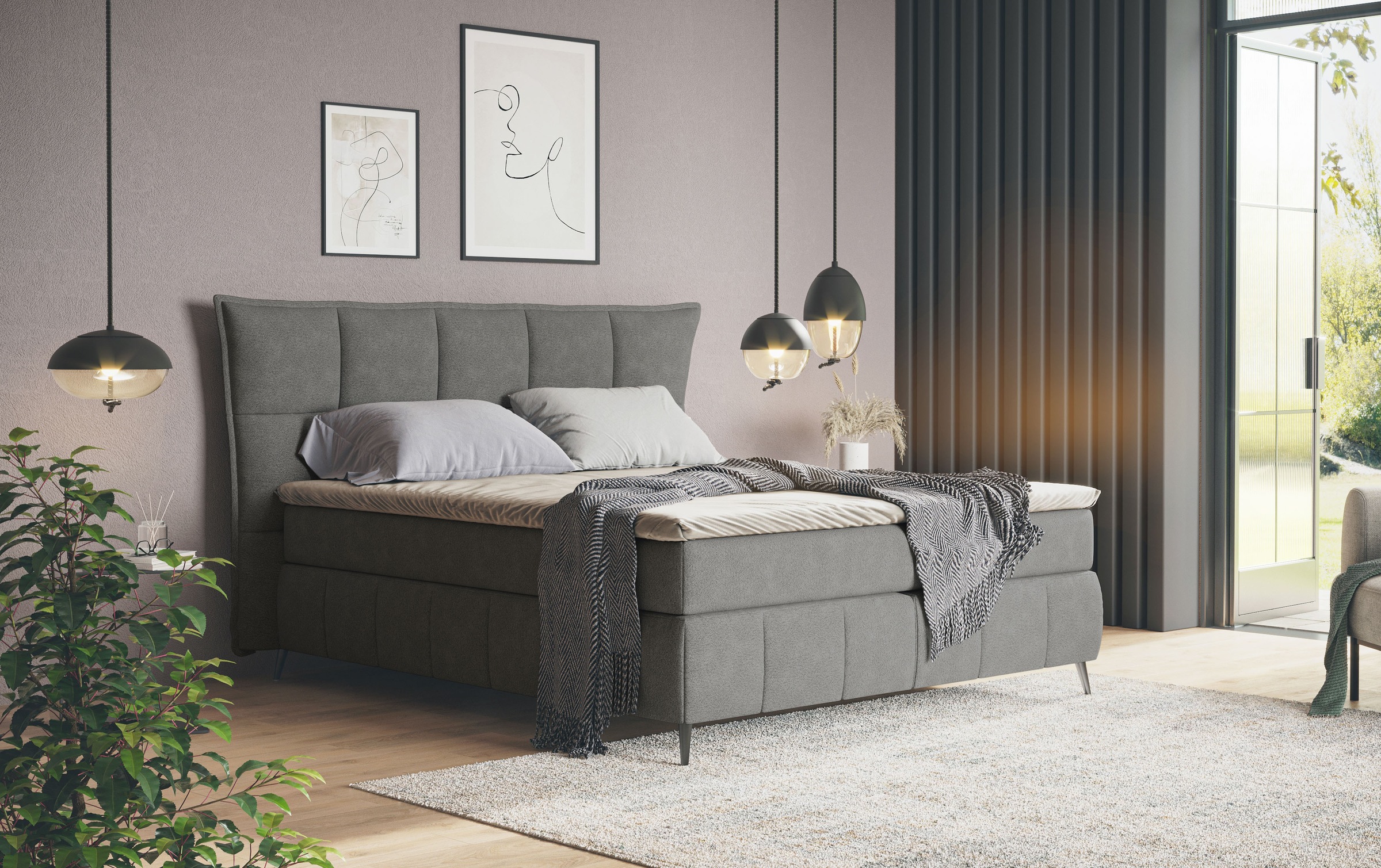 COTTA Boxspringbett »Sarah«, inkl. Topper, 2 Matratzenkerne, Härtegrade H2, H3 oder H4