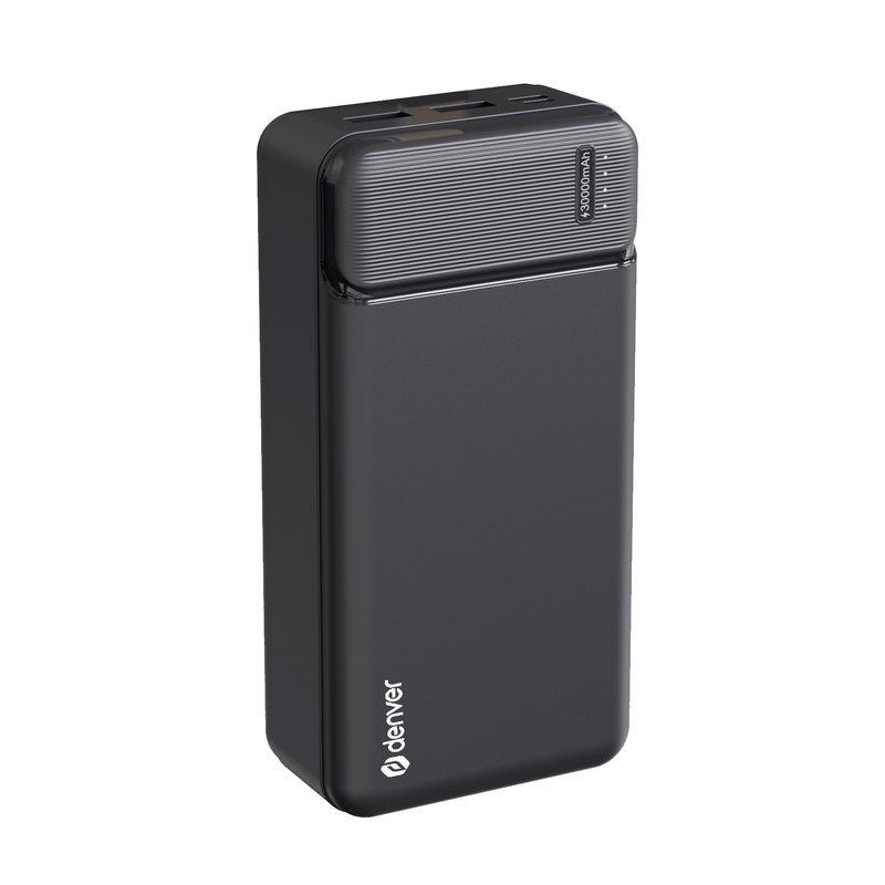 DENVER Powerbank »PBS-30007« PBS-30007 Powerbank 30.000 mAh 5 Schwarz Micro-USB-Kabel im Lieferumfang enthalten