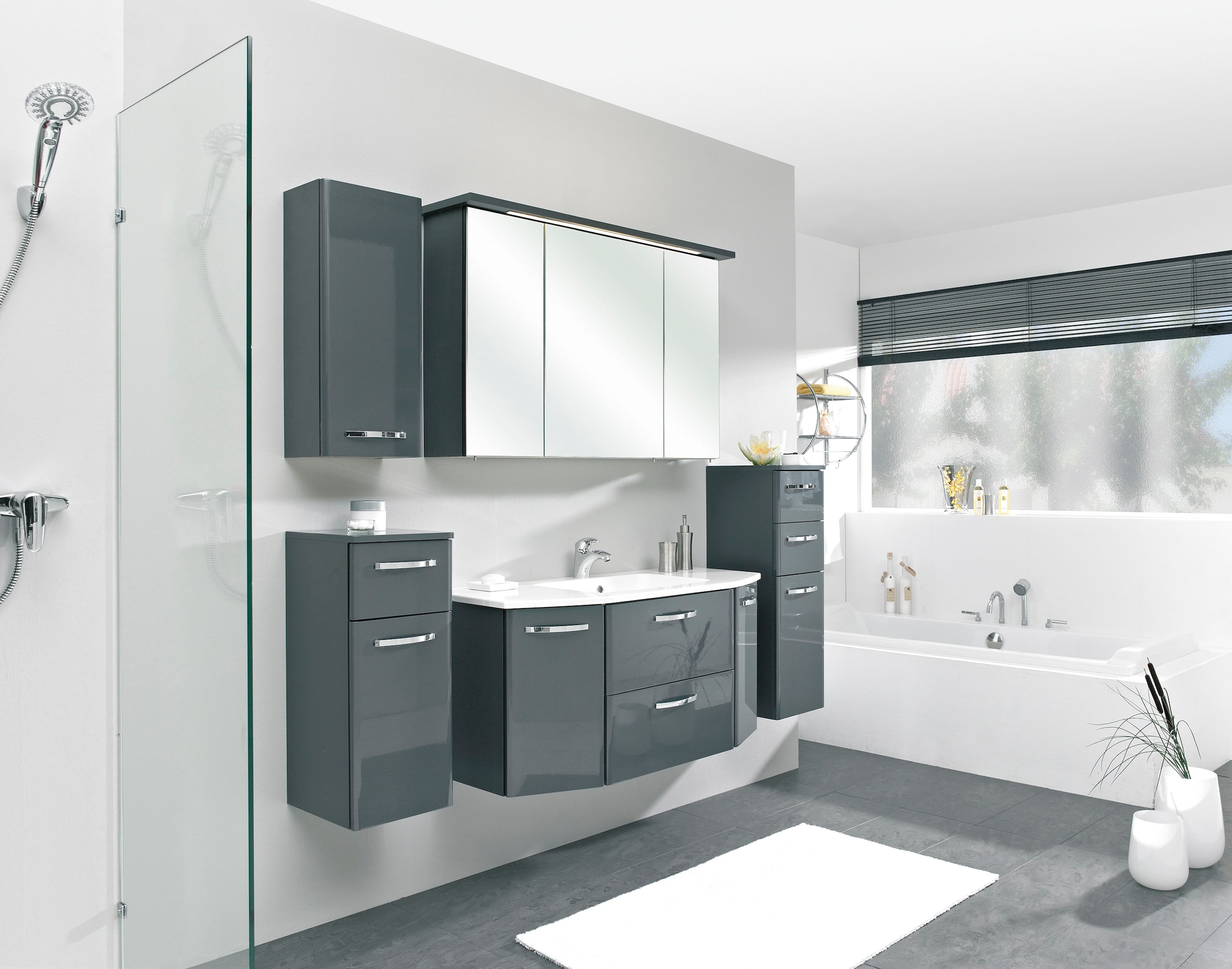 Saphir Unterschrank »Quickset 327 Badschrank, 1 Tür, 2 Schubladen, 30 cm breit« Badezimmer-Unterschrank inkl. Türdämpfer, Griffe in Chrom Glanz