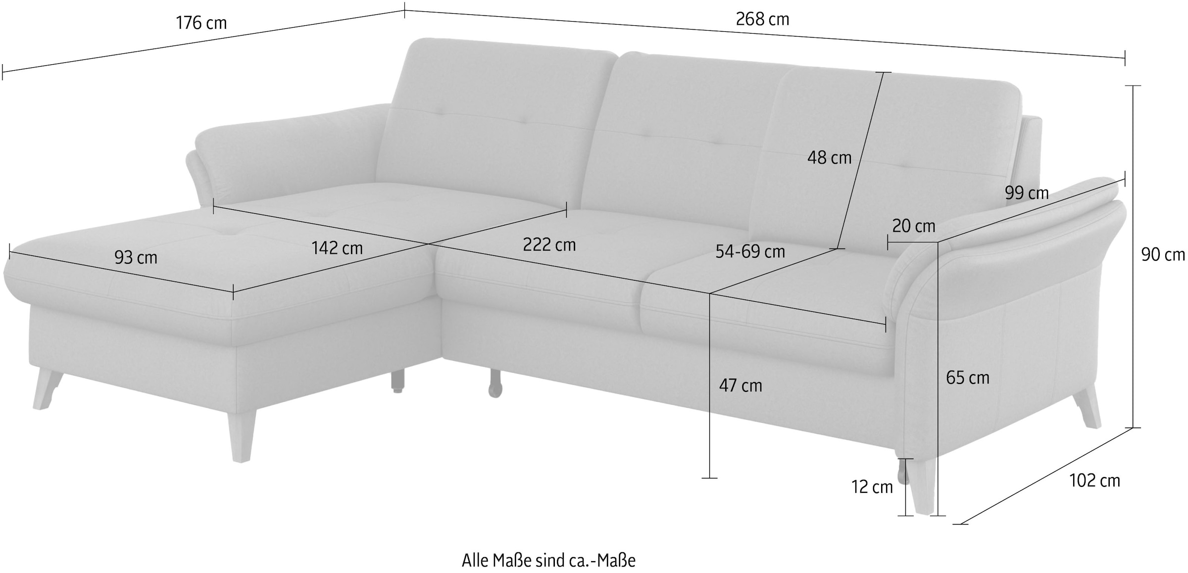 sit&more Ecksofa »Göteborg«, Sitztiefenverstellung und Federkern, wahlweise mit Bettfunktion