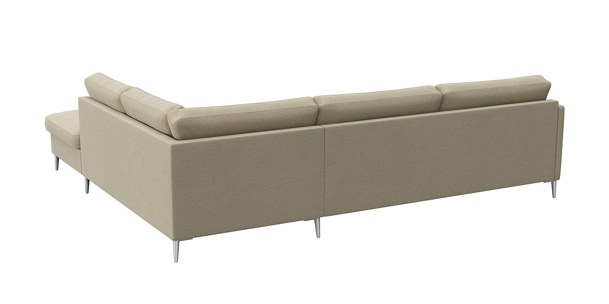 FLEXLUX Ecksofa »Fiore, L-Form, bequem und komfortabel durch hochwertigem Sitzaufbau«, schmale Armlehnen, Kaltschaum, Füße Alu