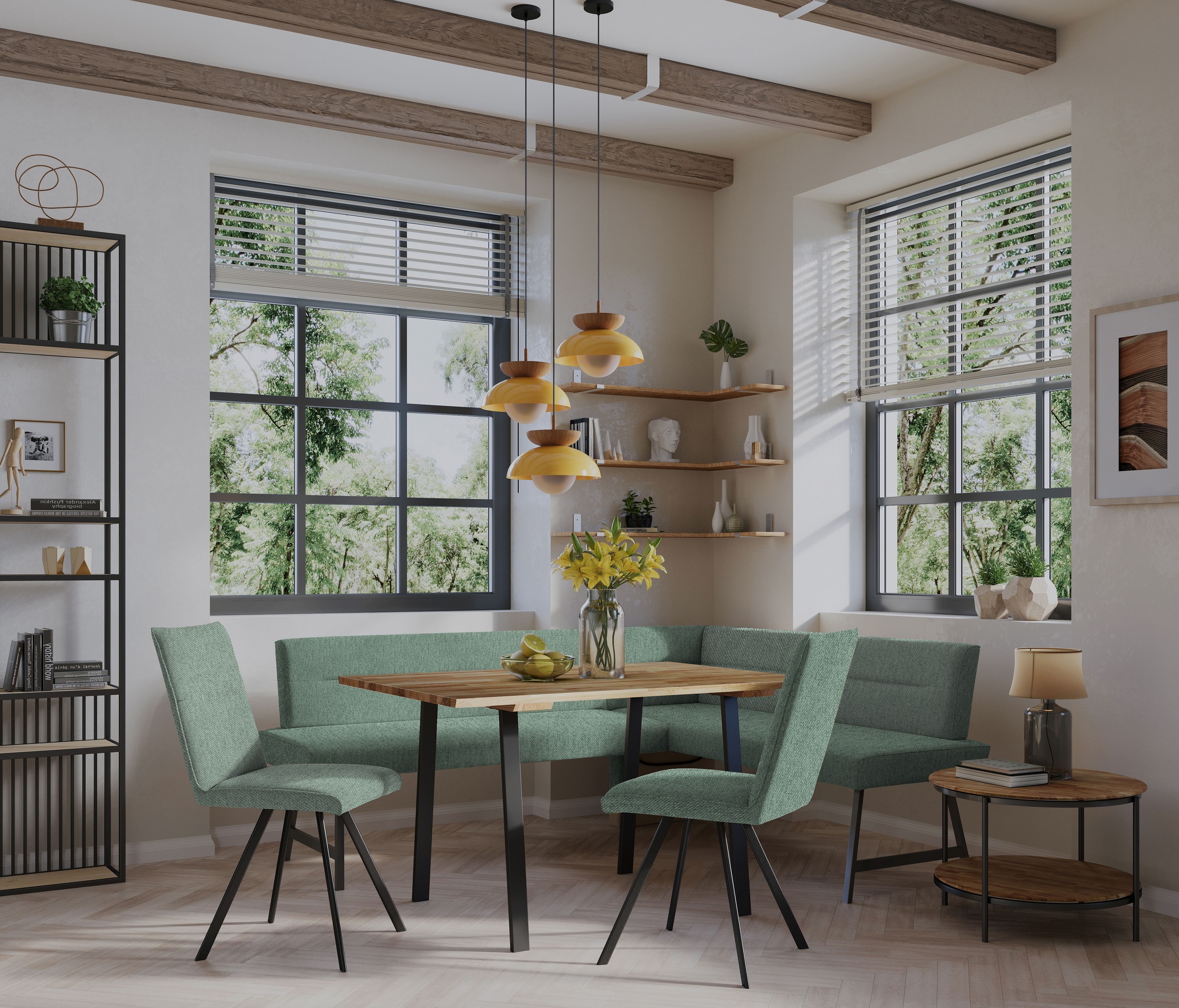 Home affaire Eckbankgruppe »Sava« Set, 4 Stk. tlg. Eckbank mit Wellenfederu günstig online kaufen