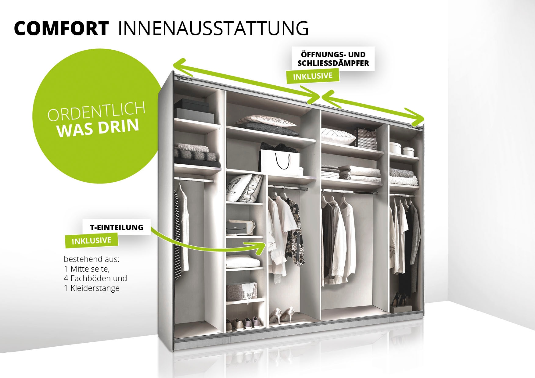STAUD Schwebetürenschrank »Sonett 220G, Made in Germany«, mit vier verschiedenen Ausstattungsvarianten