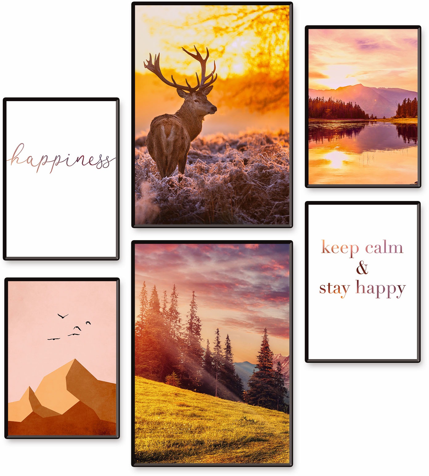Artland Poster »Natur im Sonnenuntergang« Berge & Alpenbilder Set, 6 Stk. t günstig online kaufen