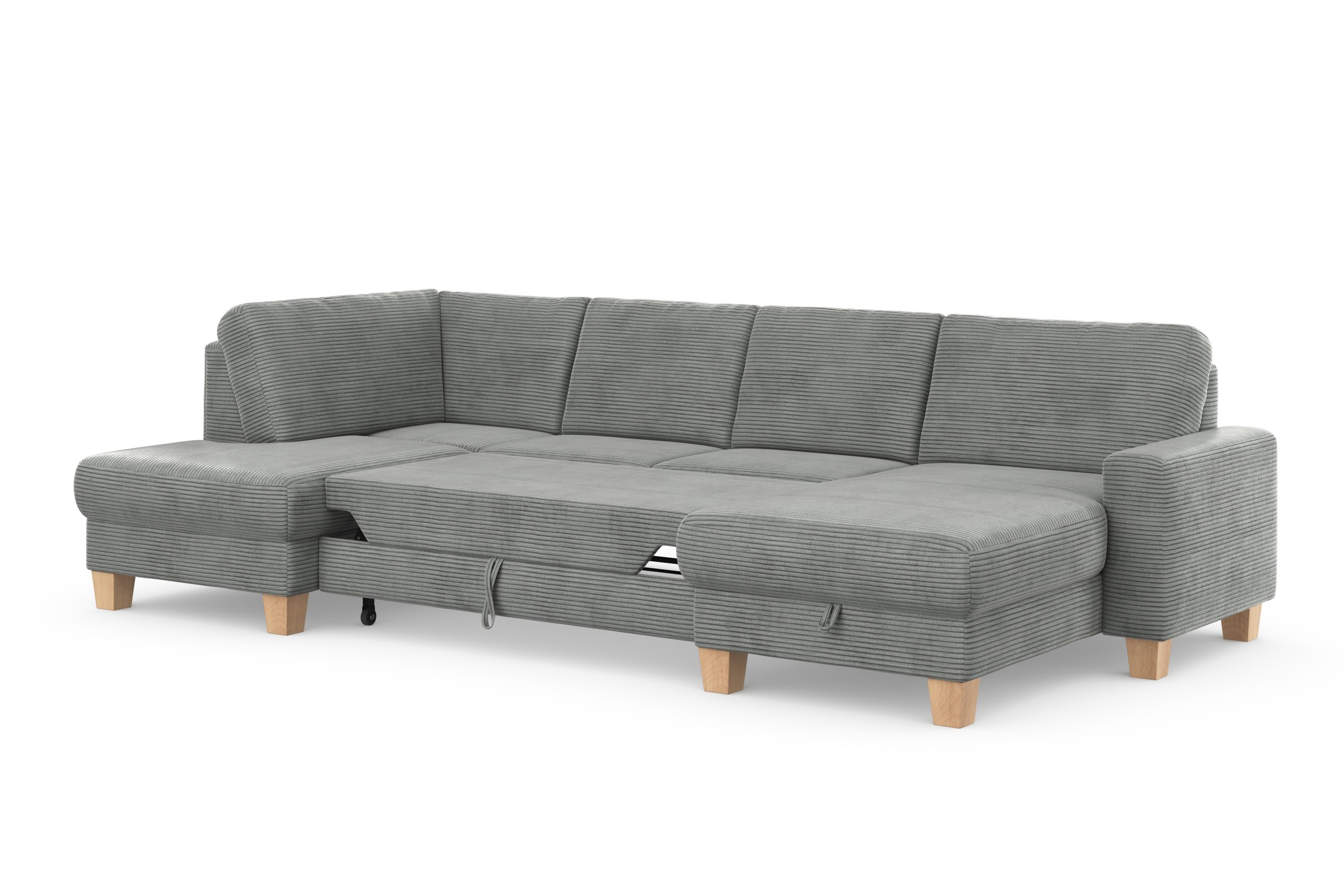 Home affaire Wohnlandschaft »Summer U-Form«, mit oder ohne Bettfunktion und Bettkasten, Cord-Bezug